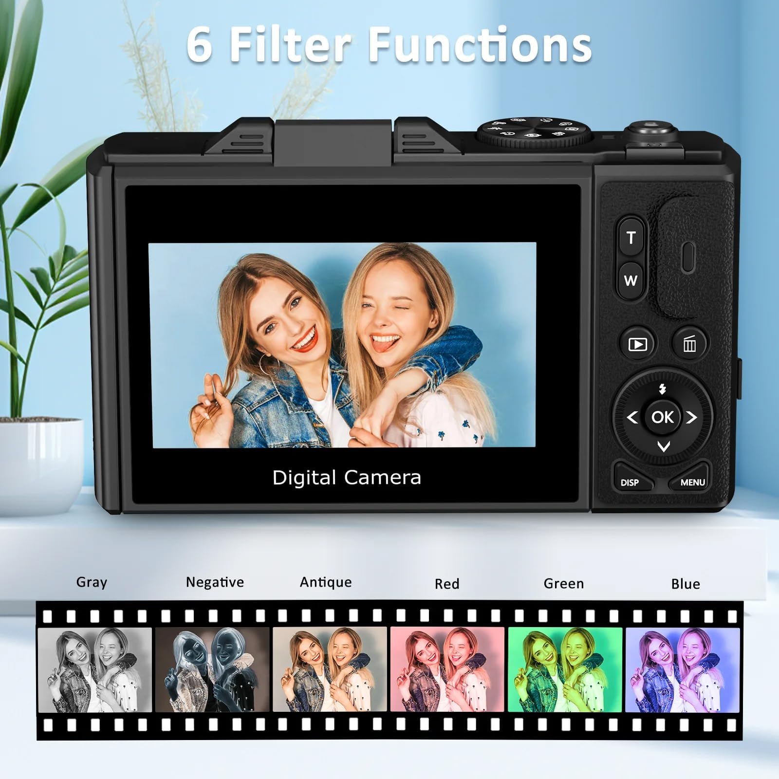4K Compact Digital Camera for Photography & Vlogging - 16X Zoom, 64MP, 3