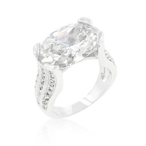 Elegant Oval Triplet Cubic Zirconia Ring for Women - Perfect for Engagement, Wedding & Anniversary Gifts | Hypoallergenic Sterling Silver Jewelry