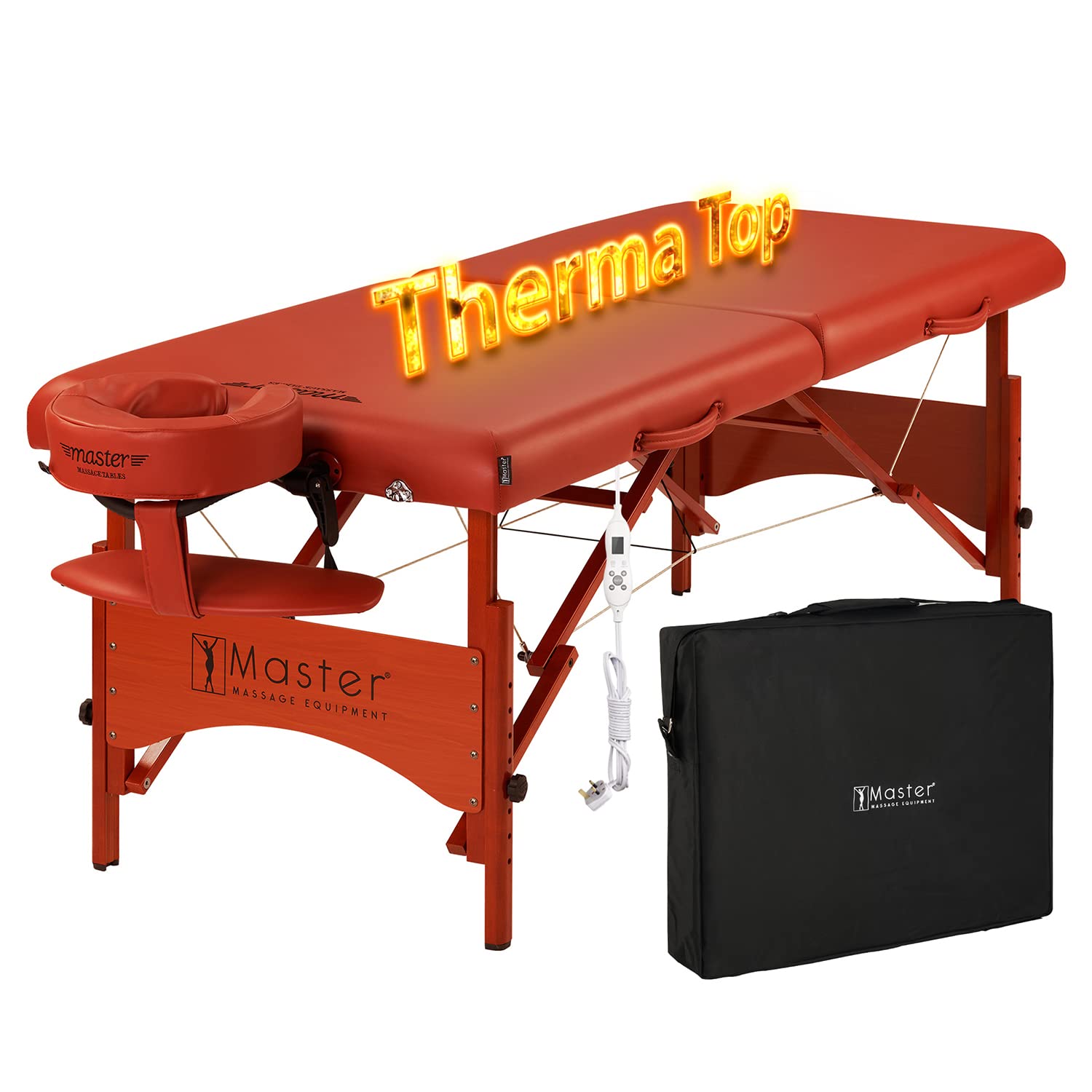 Premium Adjustable Heating Portable Massage Table - Foldable Wooden Spa Couch for Professional & Home Use (70cm, Cinnamon) | Ideal for Massage Therapy, Beauty Treatments & Lash Extensions