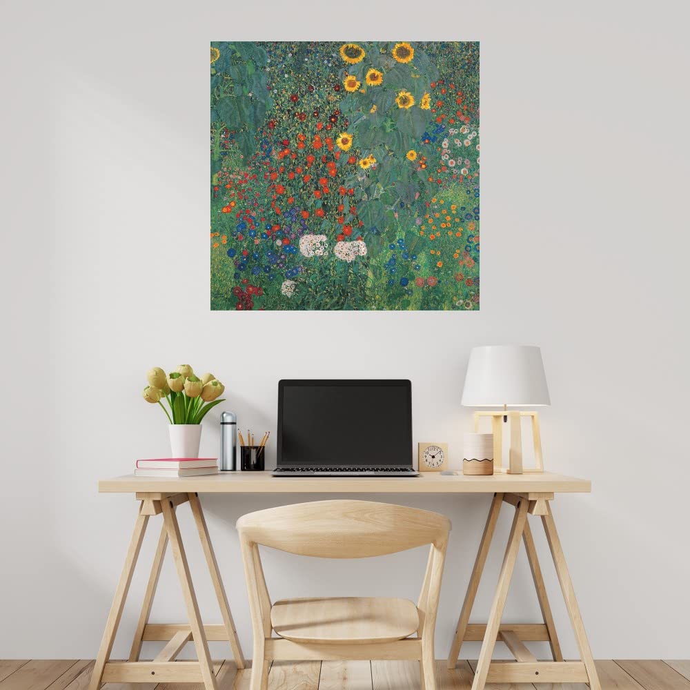 Gustav Klimt Sunflower Canvas Wall Art - 22x22 Inch Botanical Floral Print for Bathroom & Bedroom Decor - Handmade Plant Paintings for Living Room, Office & Garden - Premium Waterproof Canvas Artwork
