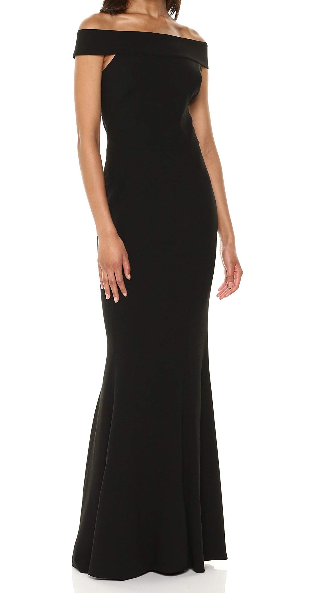 Dress the Population Women's Jackie Off The Shoulder Crepe Gown - Elegant Long Formal Dress for Weddings, Prom & Evening Events