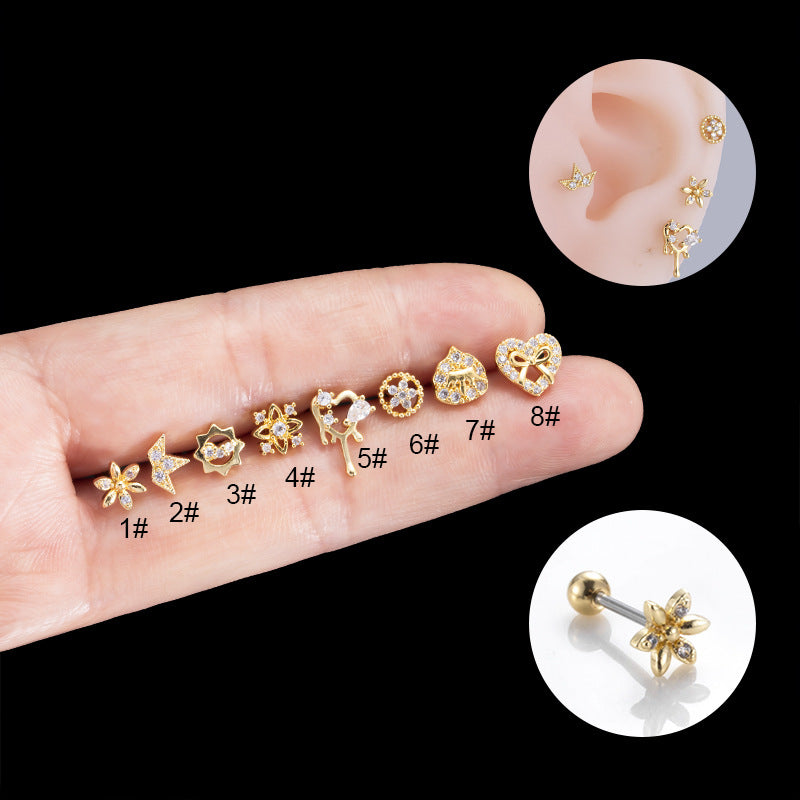 20G Cartilage Surgical Steel Flower Tiny Ball Back Earrings - Hypoallergenic Stud Earrings for Women | Perfect for Daily Wear, Parties & Gifts
