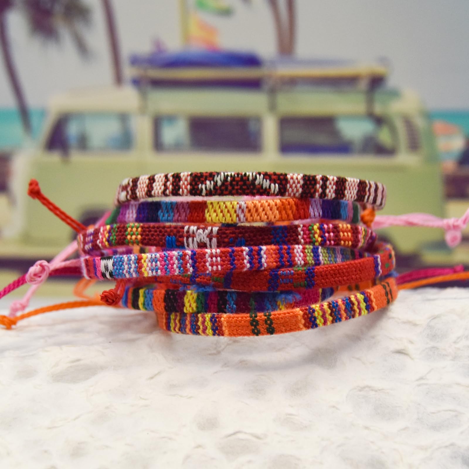 Boho Adjustable Beaded Ankle Bracelet - Handmade Surfer Beach Jewelry for Women & Men | Colorful Braided String Rope Anklets | Waterproof Boho Accessories for Summer, Beach, Festival & Travel (Classic Style)