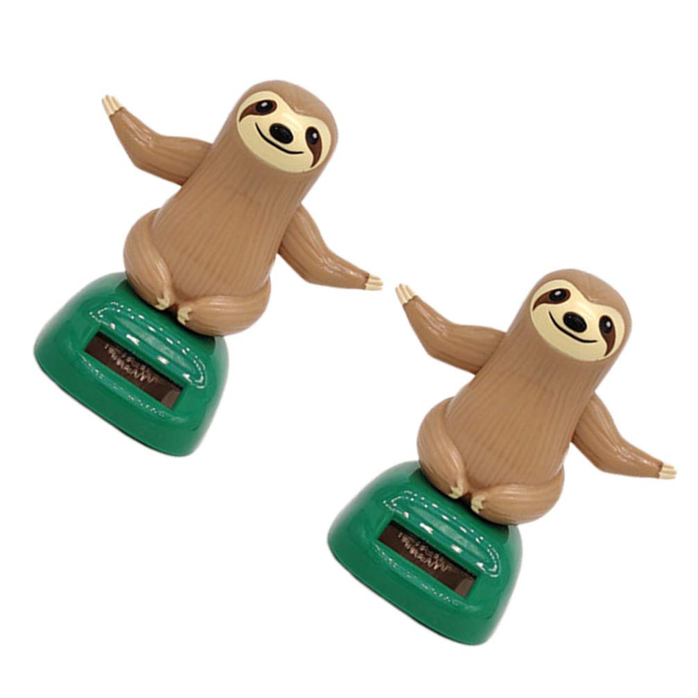 Solar Powered Sloth Bobblehead - 2Pcs Cute Dashboard Decor for Car, Home & Office - Fun Swing Toy for Kids & Adults - Eco-Friendly Car Accessories Gift Idea for Animal Lovers