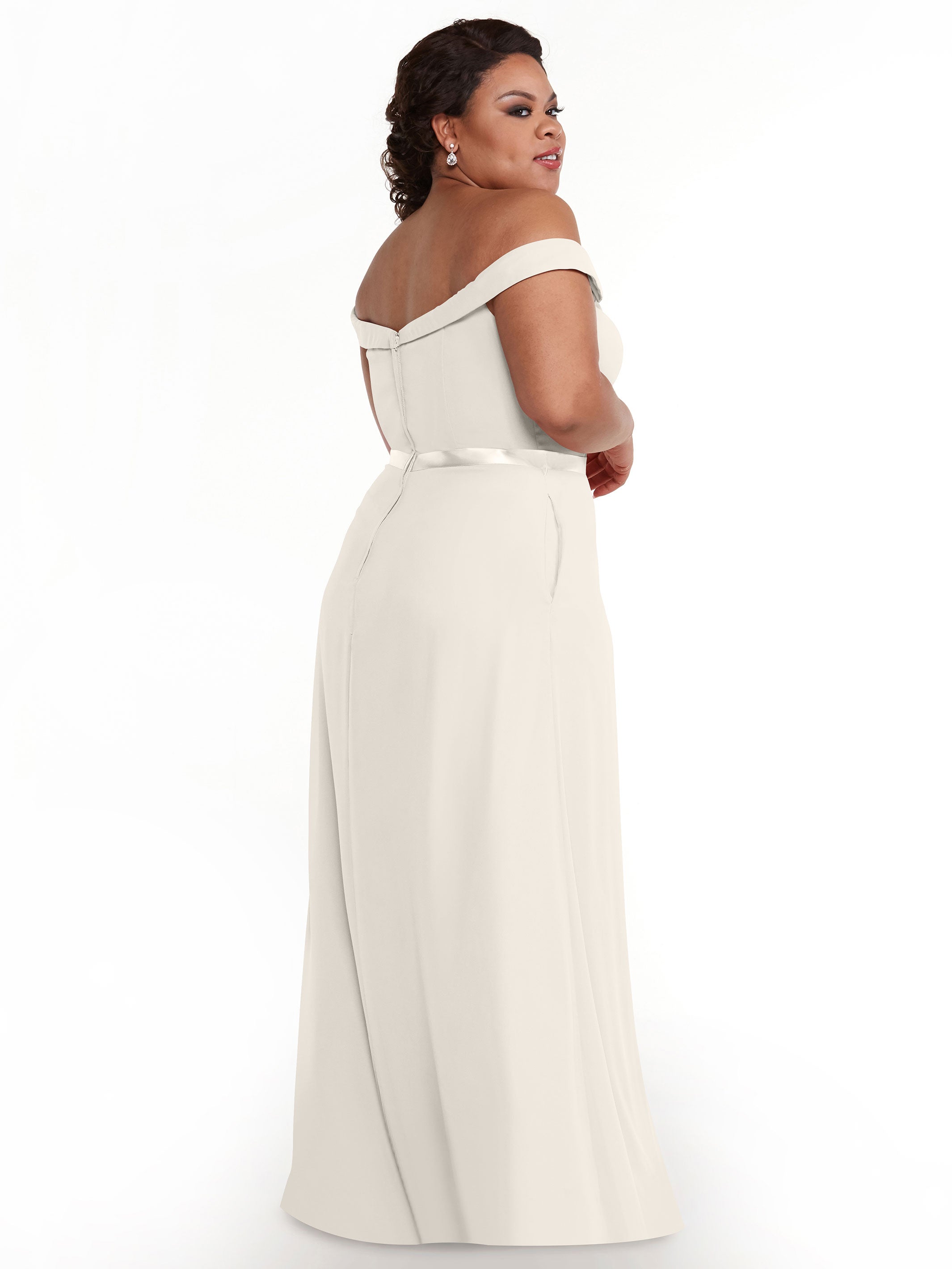 Elegant Off-The-Shoulder Chiffon A-Line Bridesmaid Dress with Sash - Style 80145 | Perfect for Weddings, Formal Events & Special Occasions