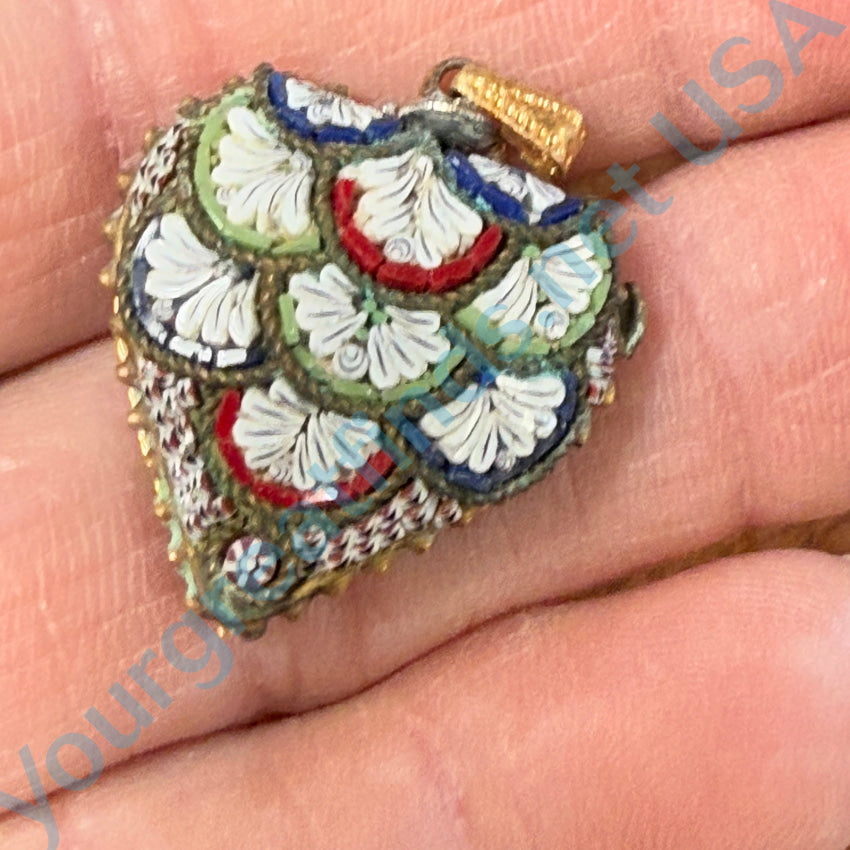 Vintage Italian Millifiore Micro Mosaic Heart Pendant Necklace - Handmade Glass Jewelry for Women - Perfect Gift for Valentine's Day, Anniversary & Special Occasions
