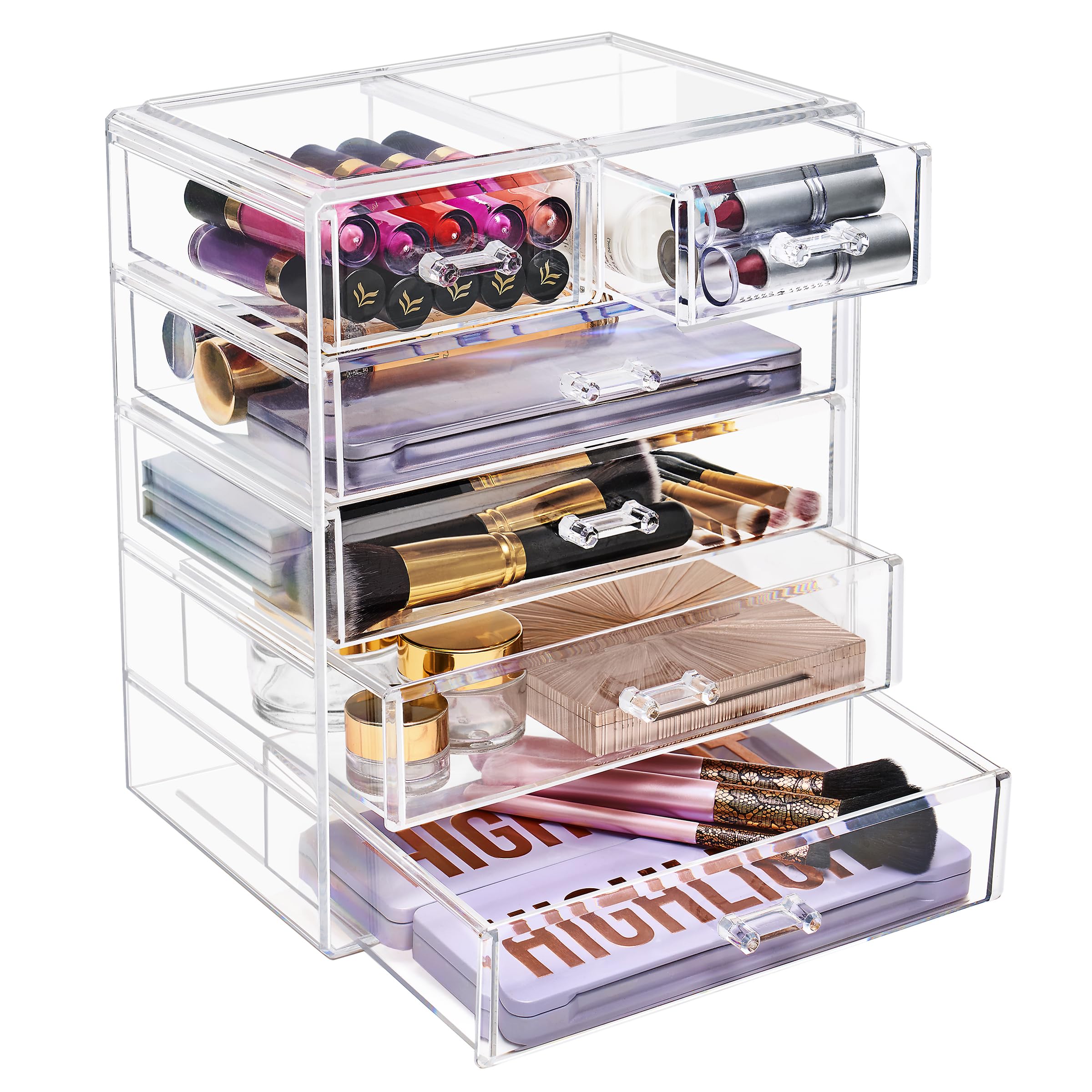 Sorbus Clear Acrylic Makeup Organizer with 4 Large & 2 Small Drawers - Cosmetic Storage Case for Makeup, Jewelry & Beauty Accessories - Perfect for Vanity, Bathroom, College Dorm, Closet & Desk Organization - Ideal for Daily Beauty Routine & Travel Essentials