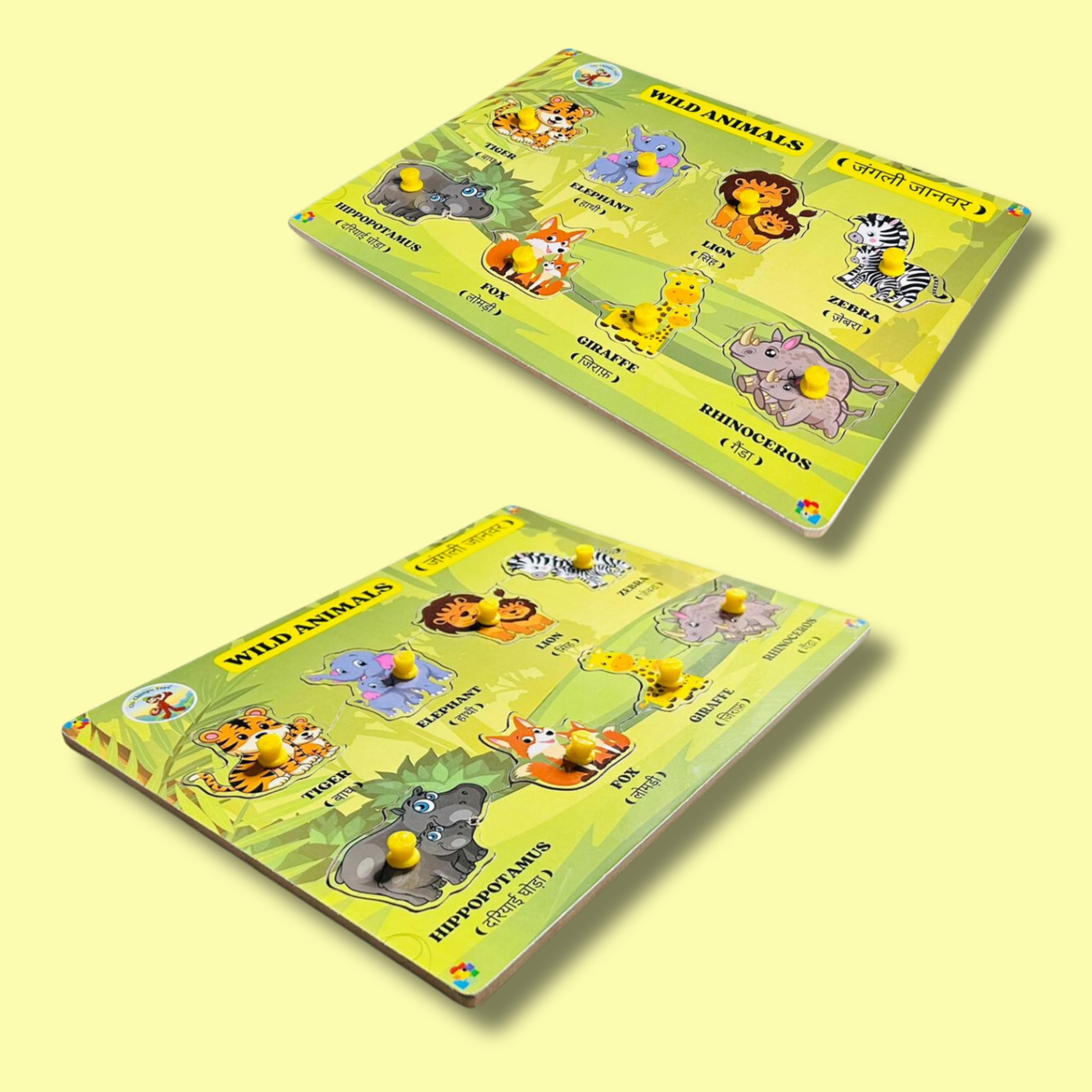 Chi Chimpu Wooden Puzzle Set for Kids - Educational Wild Animals Learning Toys for Toddlers & Students | Perfect for Classroom, Homeschool & Birthday Gifts