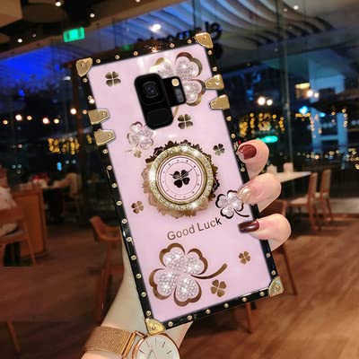 Samsung Galaxy S9 Plus Luxury Bling Diamond Glitter Soft TPU Case with Finger Ring Grip & Kickstand, Pink - Perfect for Women & Girls, Ideal for Everyday Use & Travel