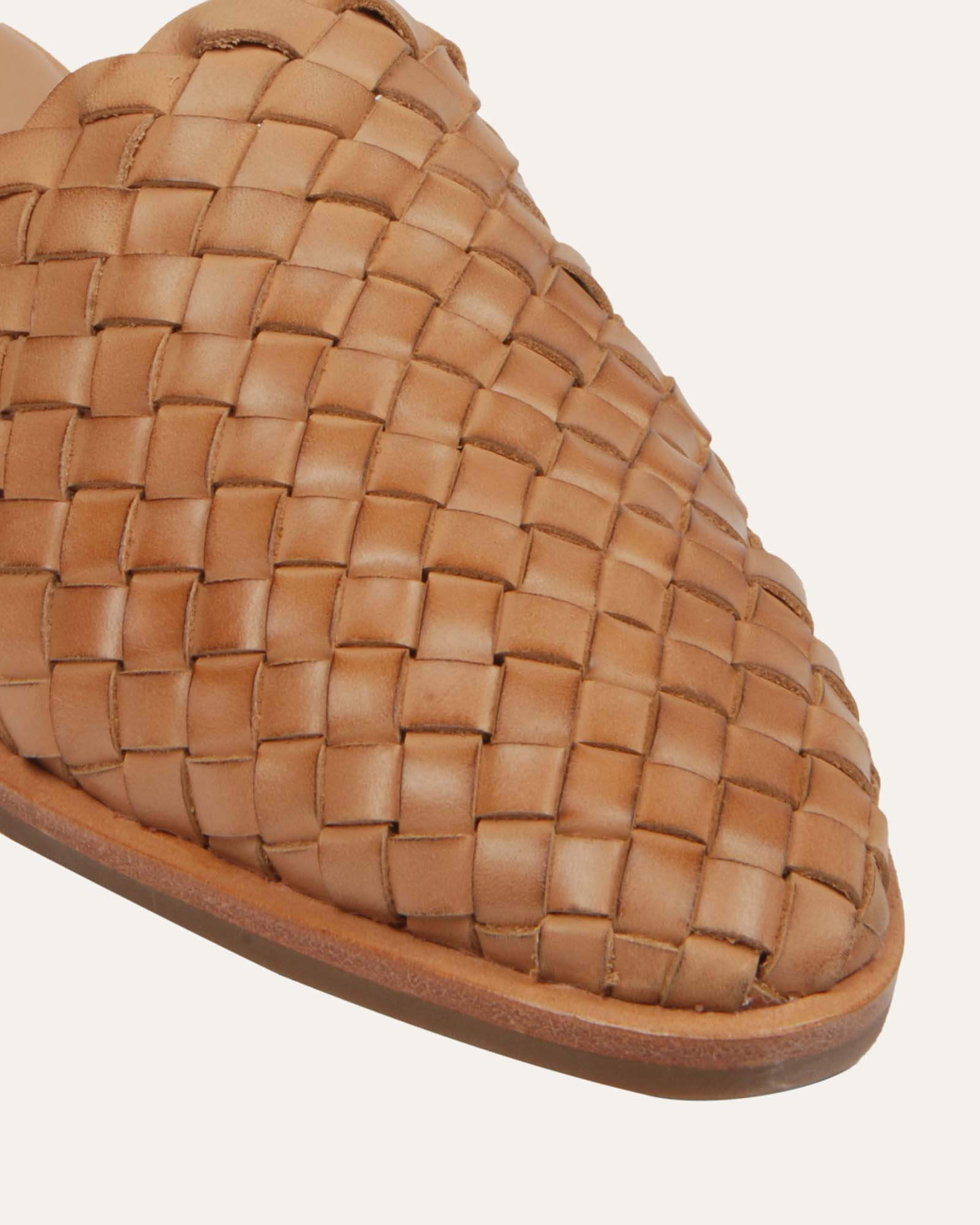 WEAVER Casual Leather Flats for Women - Tan Comfortable Slip-On Shoes for Work, Travel & Everyday Wear