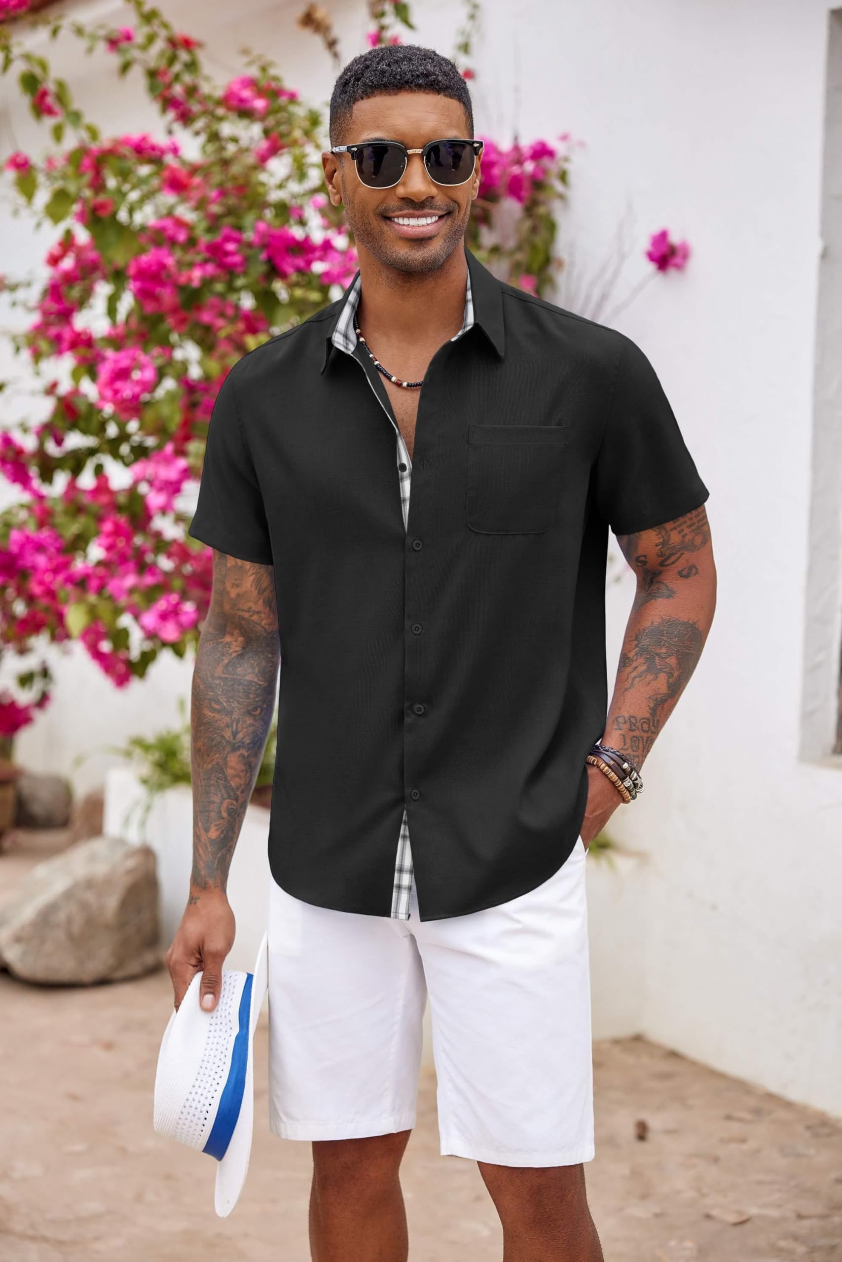 COOFANDY Men's Short Sleeve Button Down Shirts for Summer & Beach