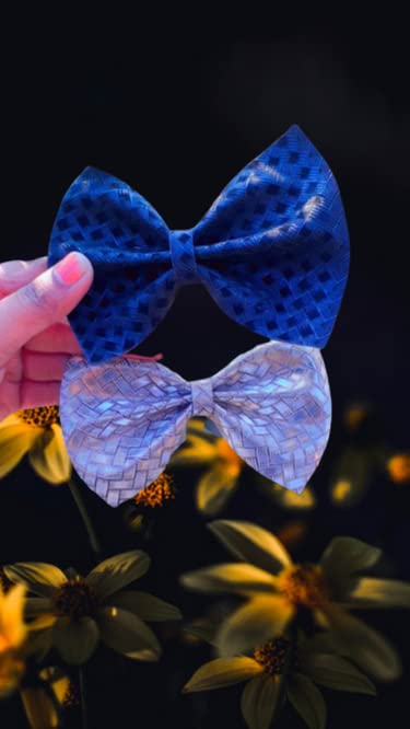 Luxury Satin Scrunchies & Big Bow Hair Clips for Girls - Unisex Hair Accessories with Grosgrain Ribbon, Alligator Clips & Unicorn Design (Pack of 2) - Perfect for School, Parties, Weddings & Everyday Styling