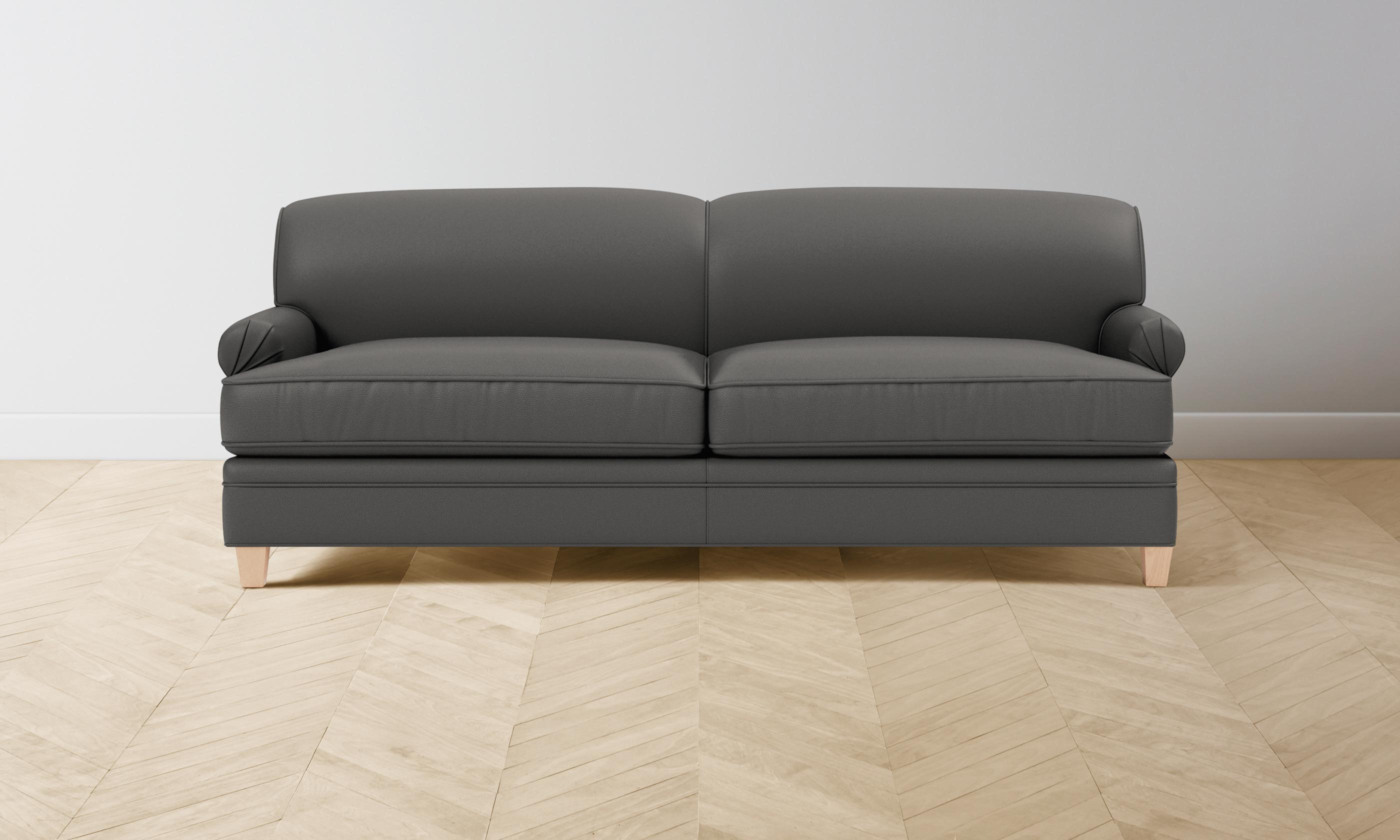 Premium Carmine Sofa - Genuine Pebbled Leather in Ash Gray | Luxurious Living Room Seating for Modern Homes
