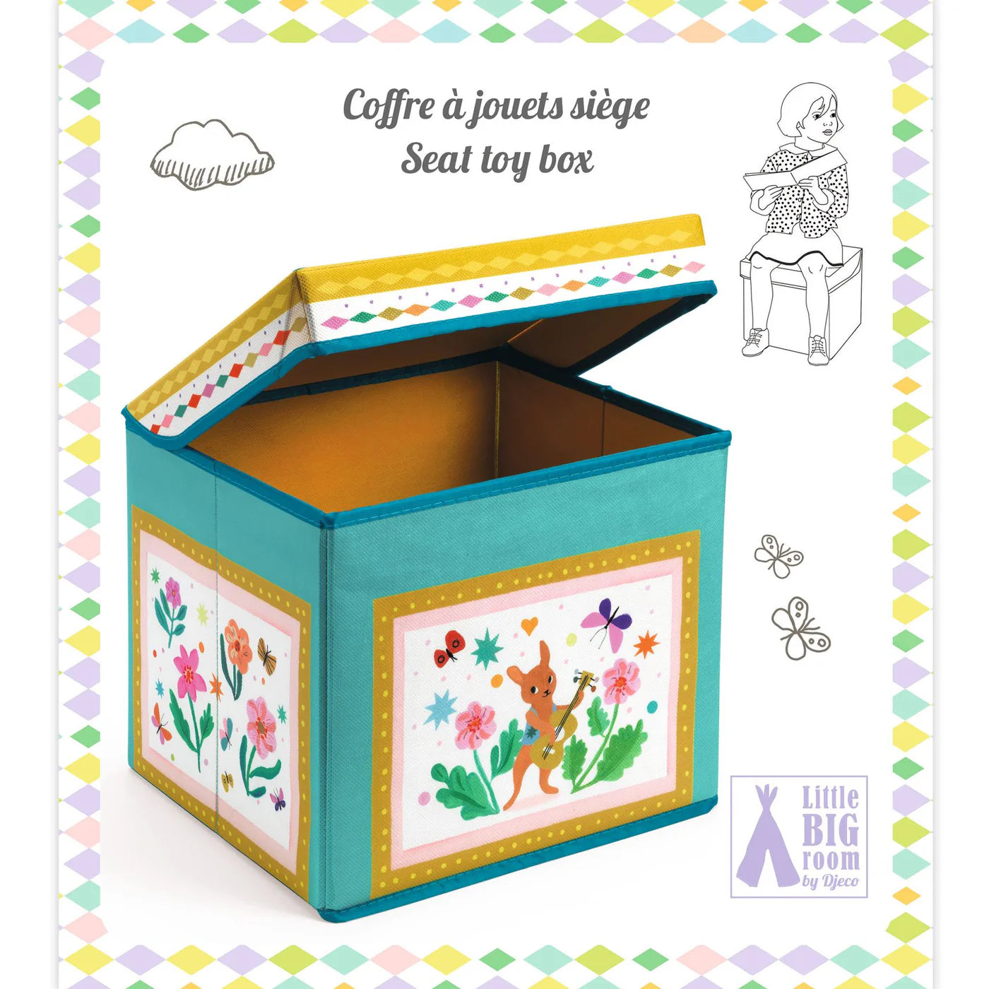 Djeco Caravan Play Tent & Toy Storage Box Set - Kids Playhouse for Indoor & Outdoor Fun - Perfect for Playrooms, Bedrooms, and Backyards