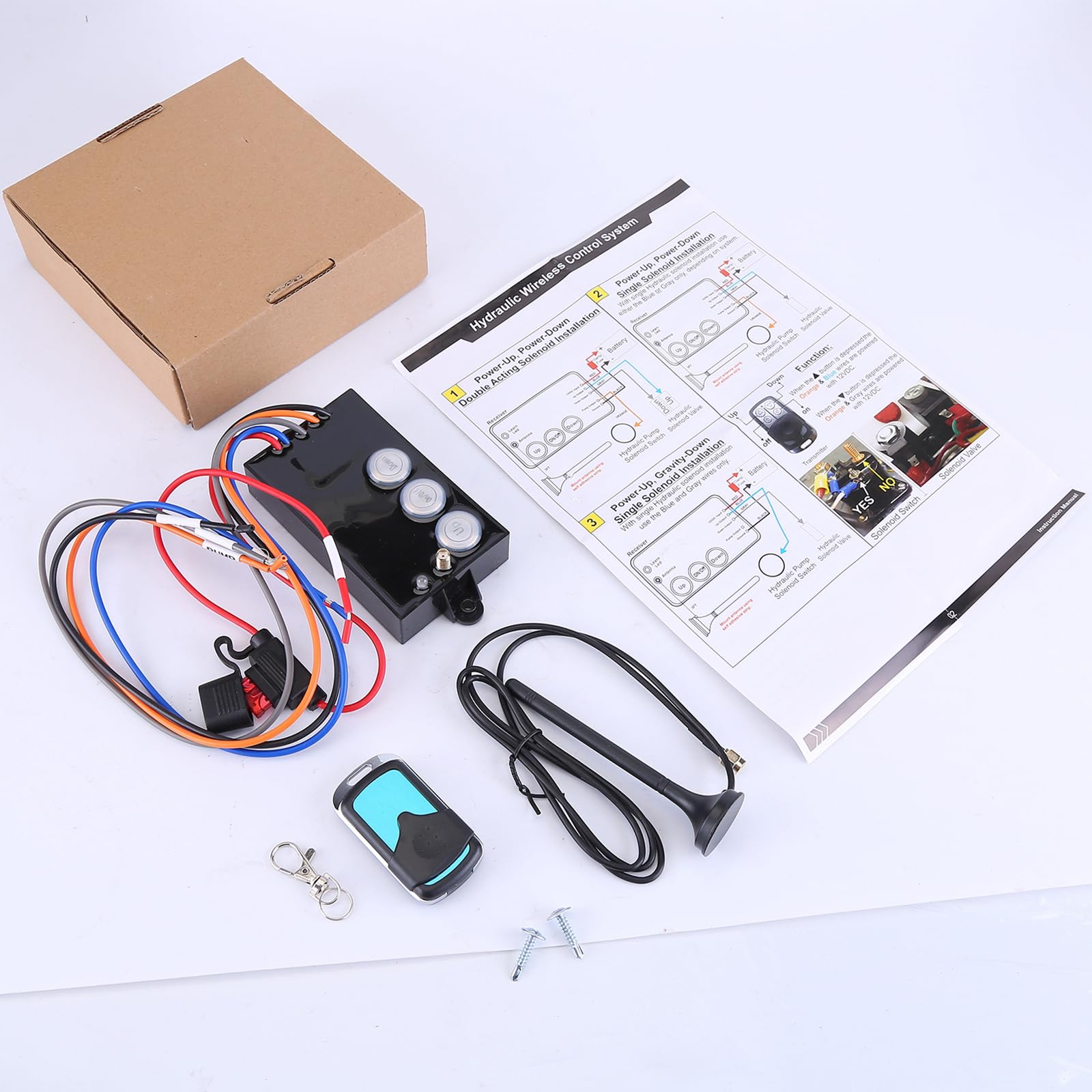 G3-H01 12V Wireless Remote Control Kit for Dump Trailers & Hydraulic Winches - Waterproof Winch Remote with Long Range - Perfect for Towing, Construction & Off-Road Applications