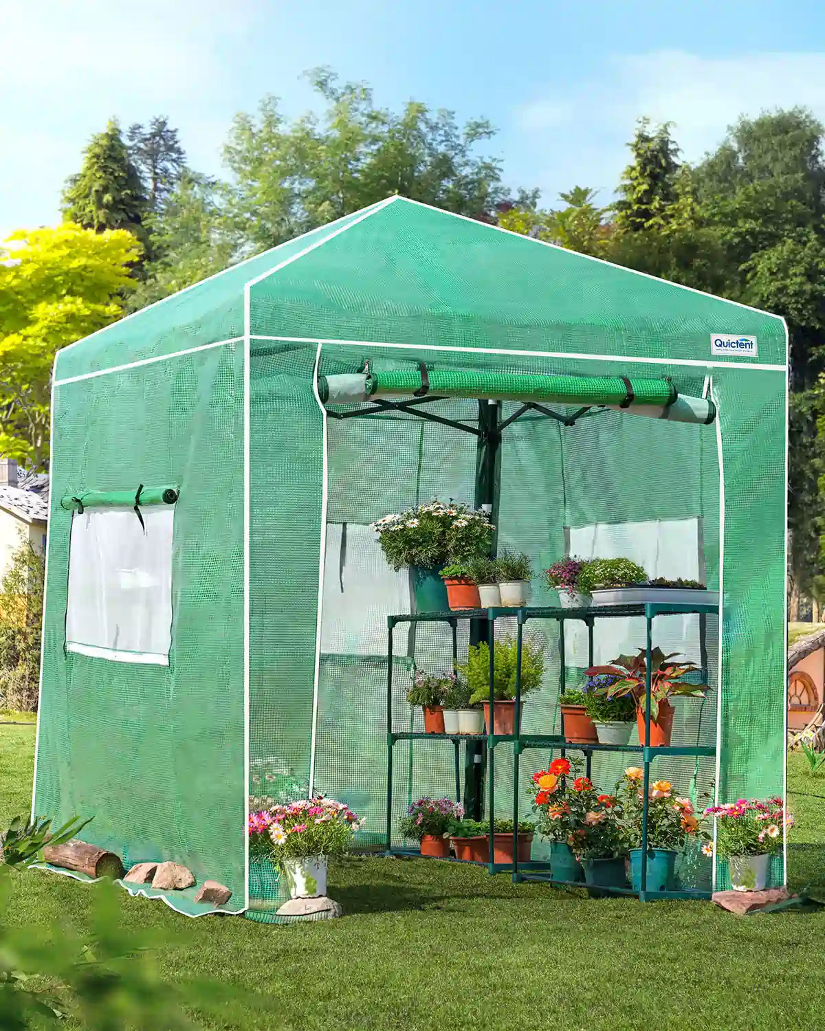 Pop Up Portable Walk in Greenhouse - Easy Setup Indoor Outdoor Garden Greenhouse for Plants, Flowers & Vegetables - Perfect for Patio, Backyard & Balcony Gardening