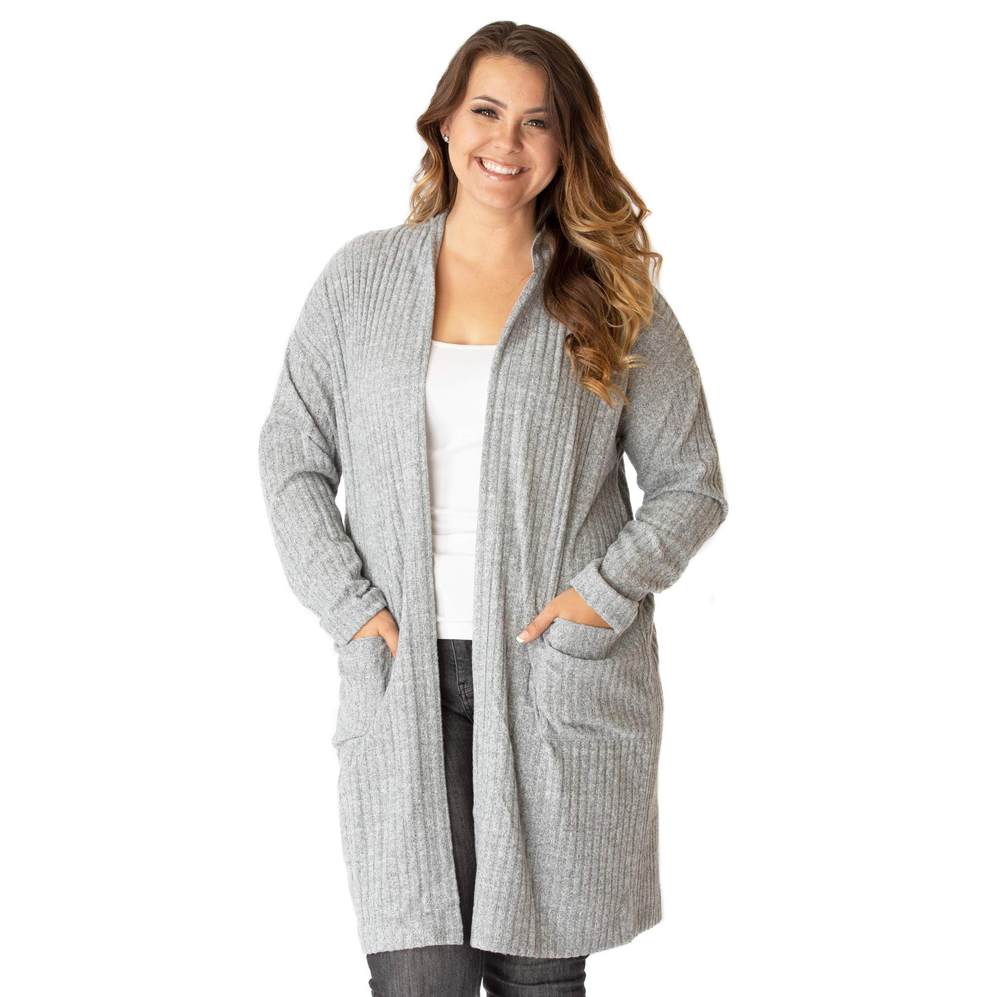 Brittany Black Women's Knit Cardigan with Pockets for Casual Wear