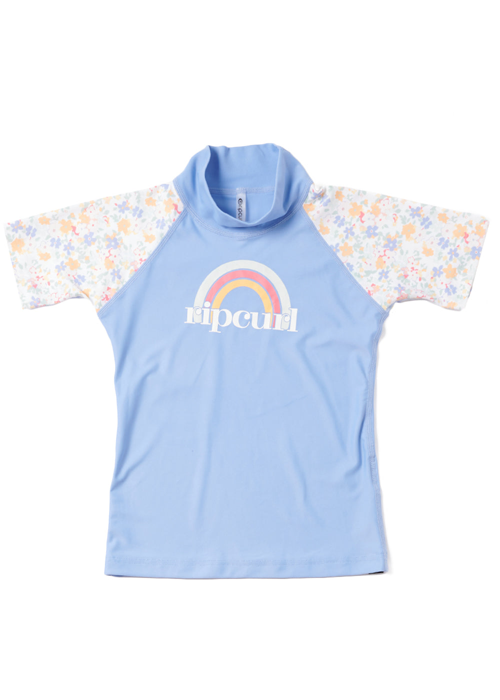 Rip Curl Girls 0-6 Years Golden Ditzy Short Sleeve Rash Guard UV Sun Protection Swim Shirt for Beach, Pool & Water Activities