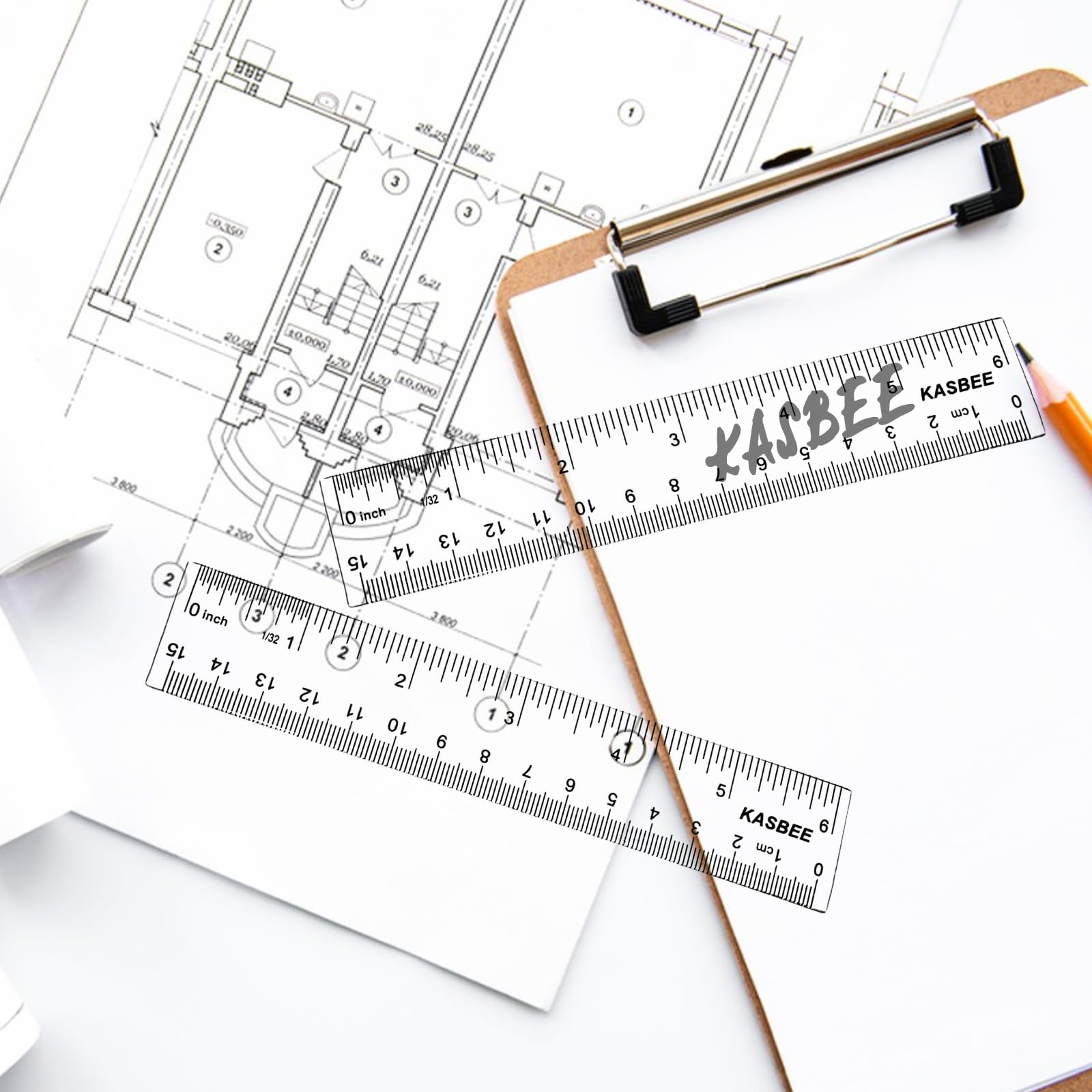 6 Inch Plastic Rulers - Clear Measuring Tool for School, Office & Crafting (Inches & Centimeters) - 2 Pack - Perfect for Students, Teachers & DIY Projects