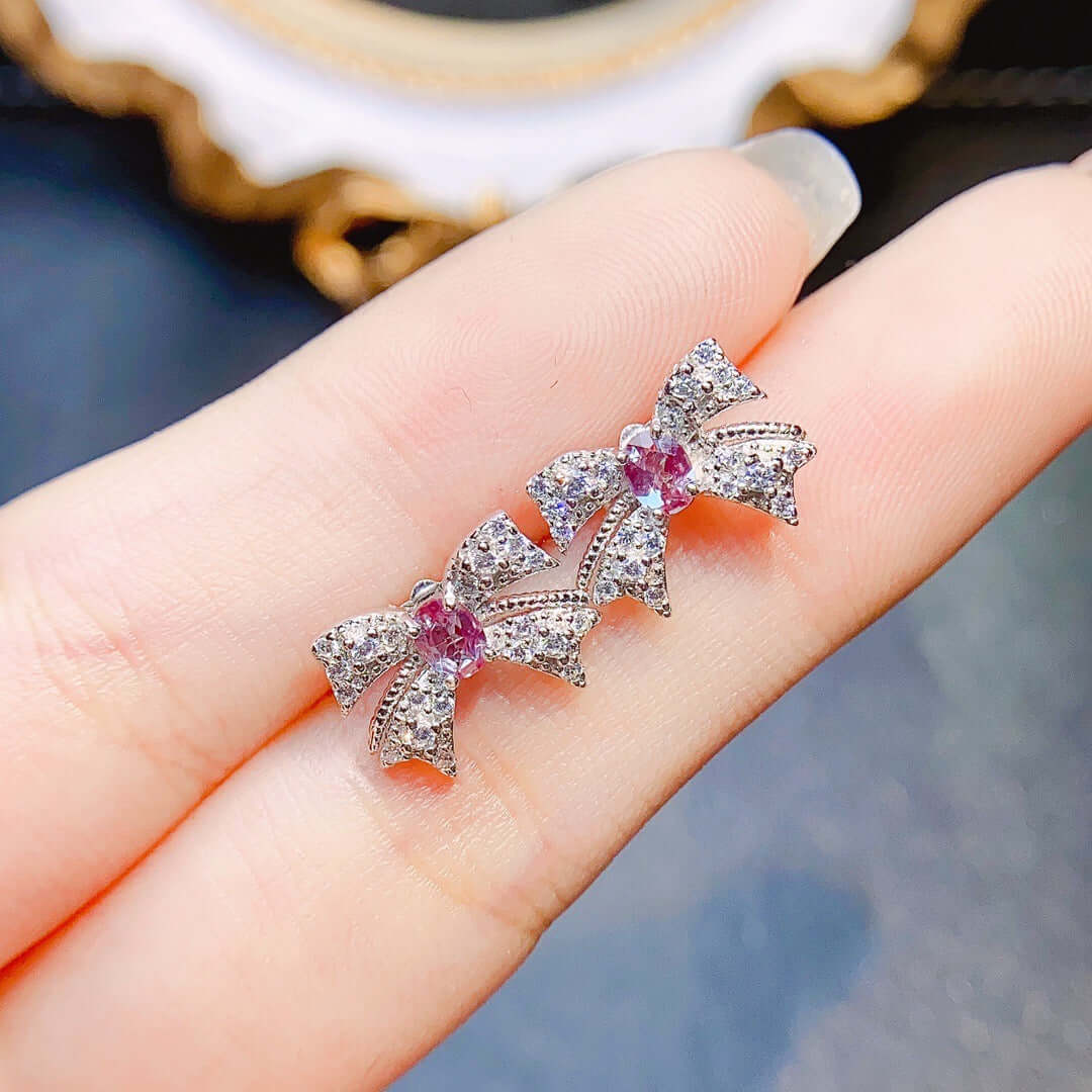 Elegant Bowknot Crystal Stud Earrings for Women | NS2418 | Perfect for Parties, Weddings & Daily Wear
