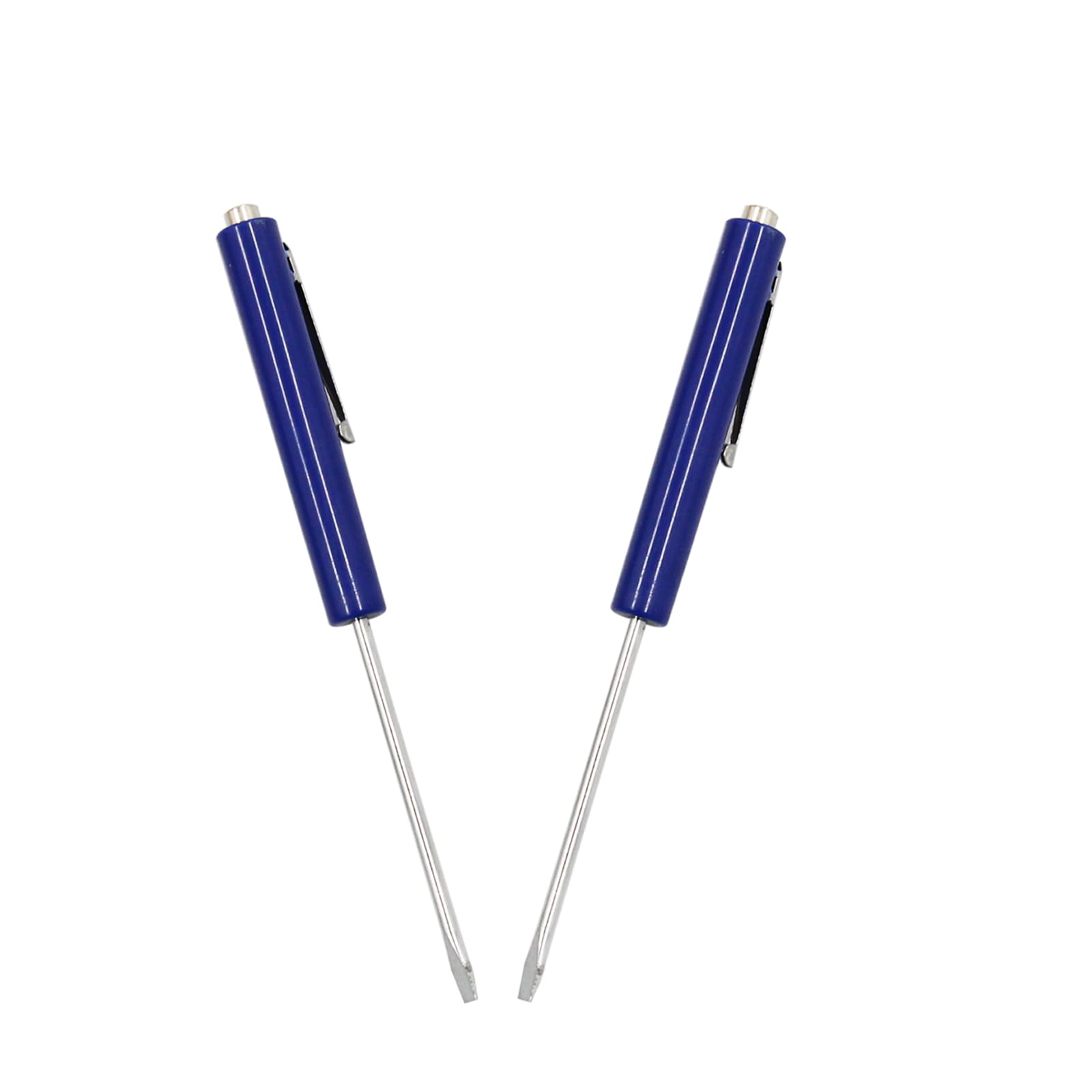 Mini Pocket Screwdriver Set - 2PCS Blue Portable Magnetic Screwdrivers with Slotted Tips for Electronics, Jewelry & Glasses Repair | Compact Tool for Home, Office & Travel Use