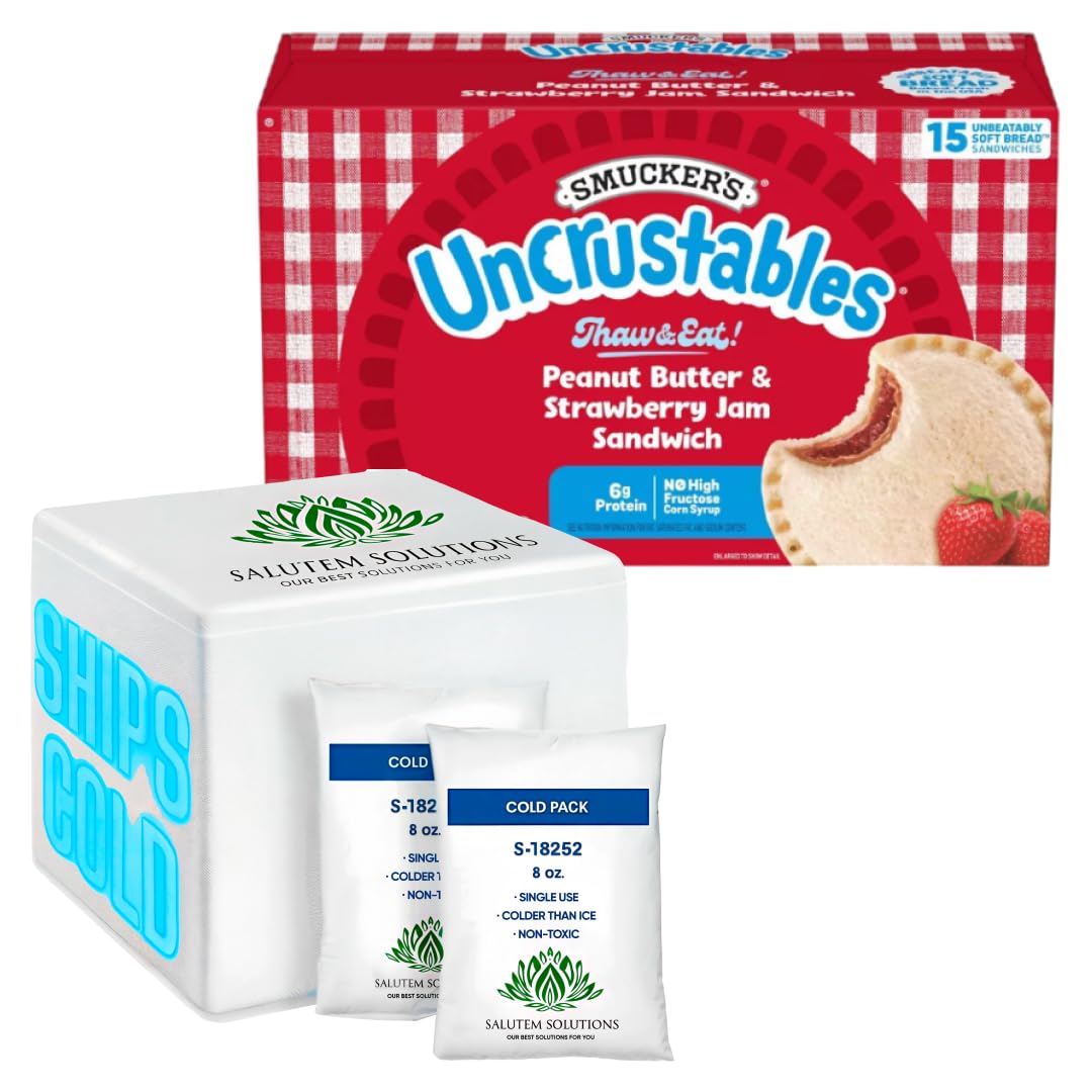 Uncrustables Peanut Butter & Strawberry Jam Frozen Sandwiches - 15 Count (Pack of 4, 60 Total) | No-Crust Kids Snacks for School Lunches, Picnics & Quick Breakfast