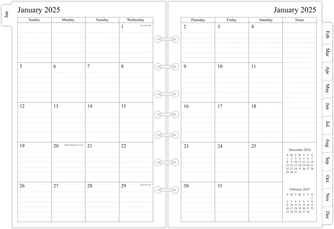 Newestor 2025 Monthly Planner Refills 5.5
