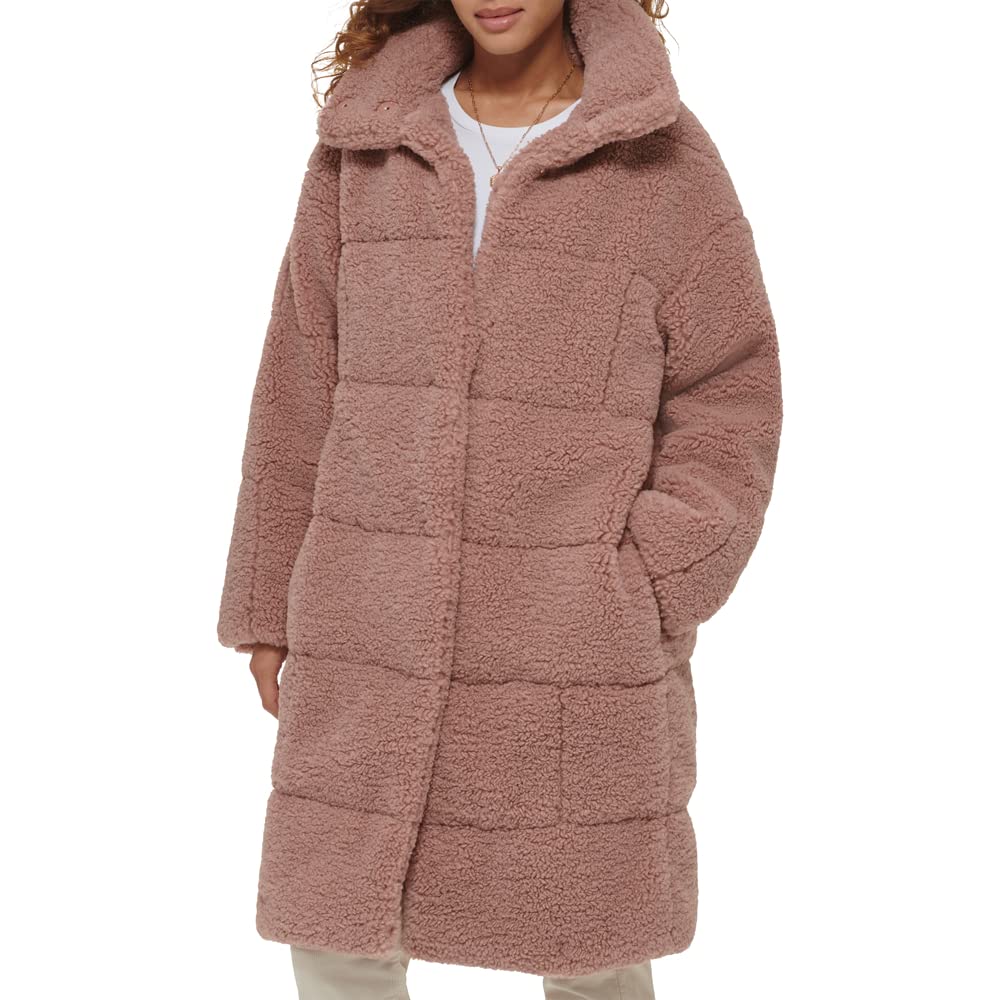 Levi's Women's Long Length Patchwork Quilted Teddy Coat - Warm Winter Jacket for Casual Outings & Street Style Fashion