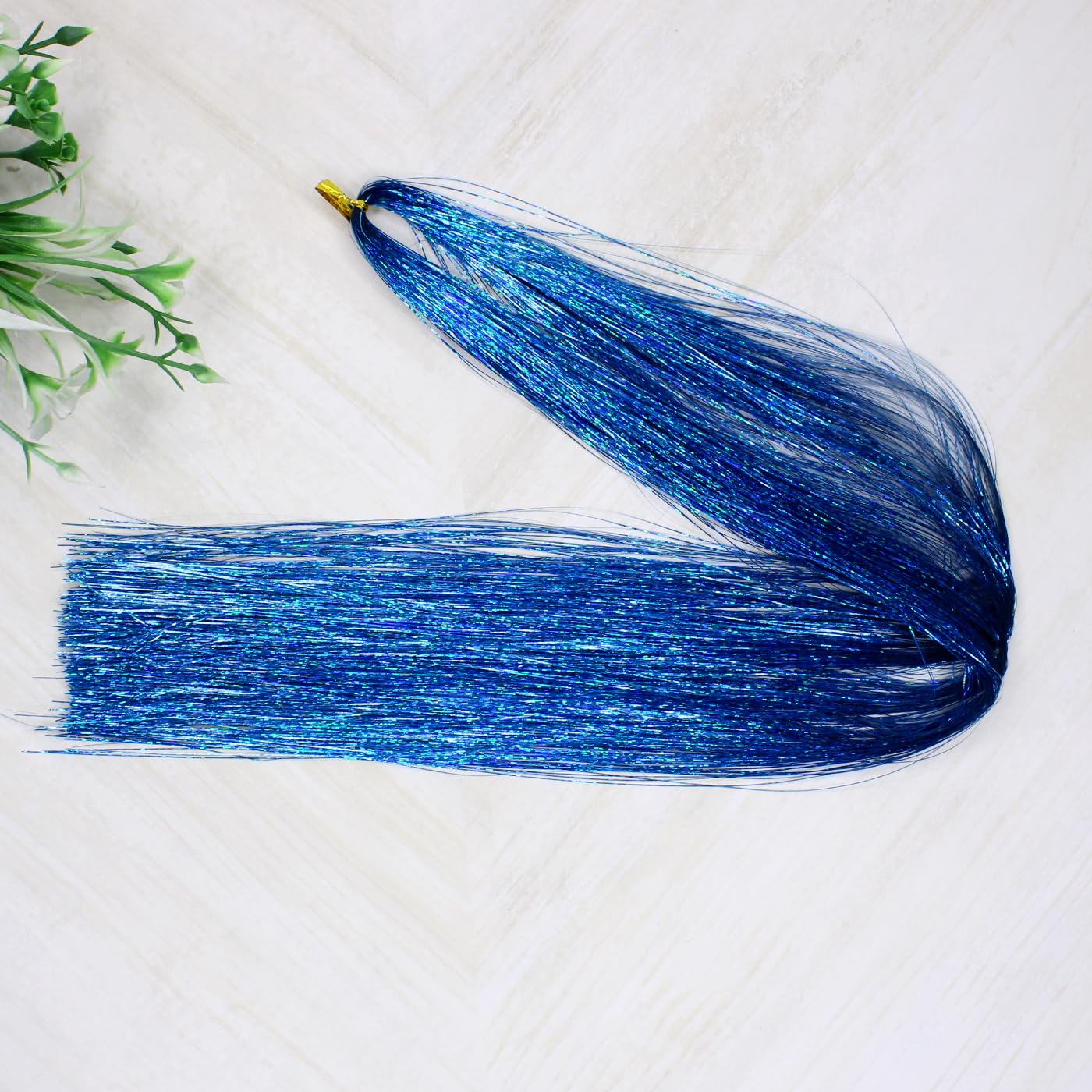 Kabello Glitter Tinsel Hair Extensions for Women & Girls - Sparkling Shiny Fairy Hair Accessories for Christmas & New Year (Blue) | Perfect for Parties, Cosplay & Festive Celebrations