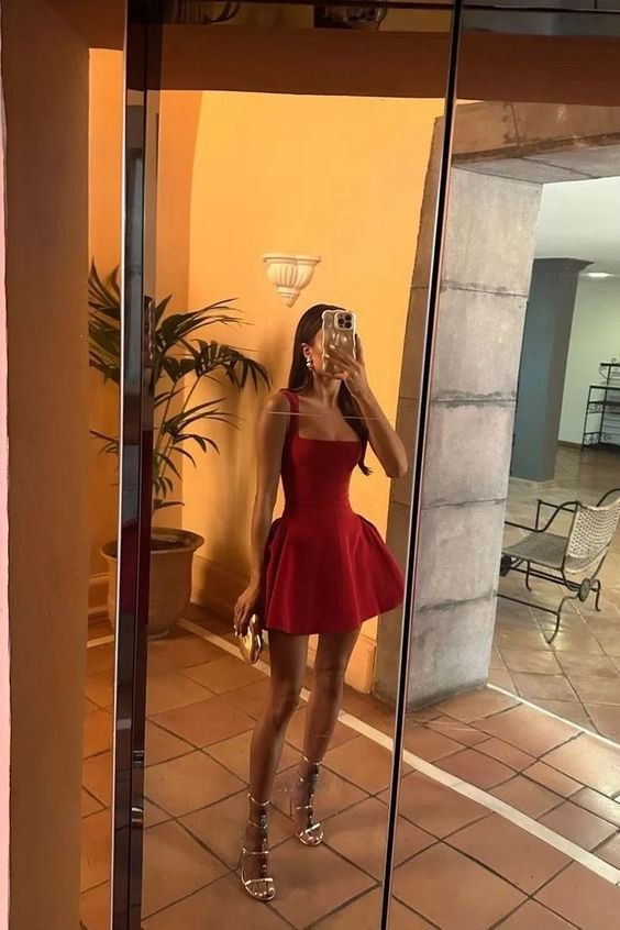 Elegant A-Line Red Short Homecoming Dress - Perfect for Birthday Parties, Prom, and Special Occasions - Style J3703