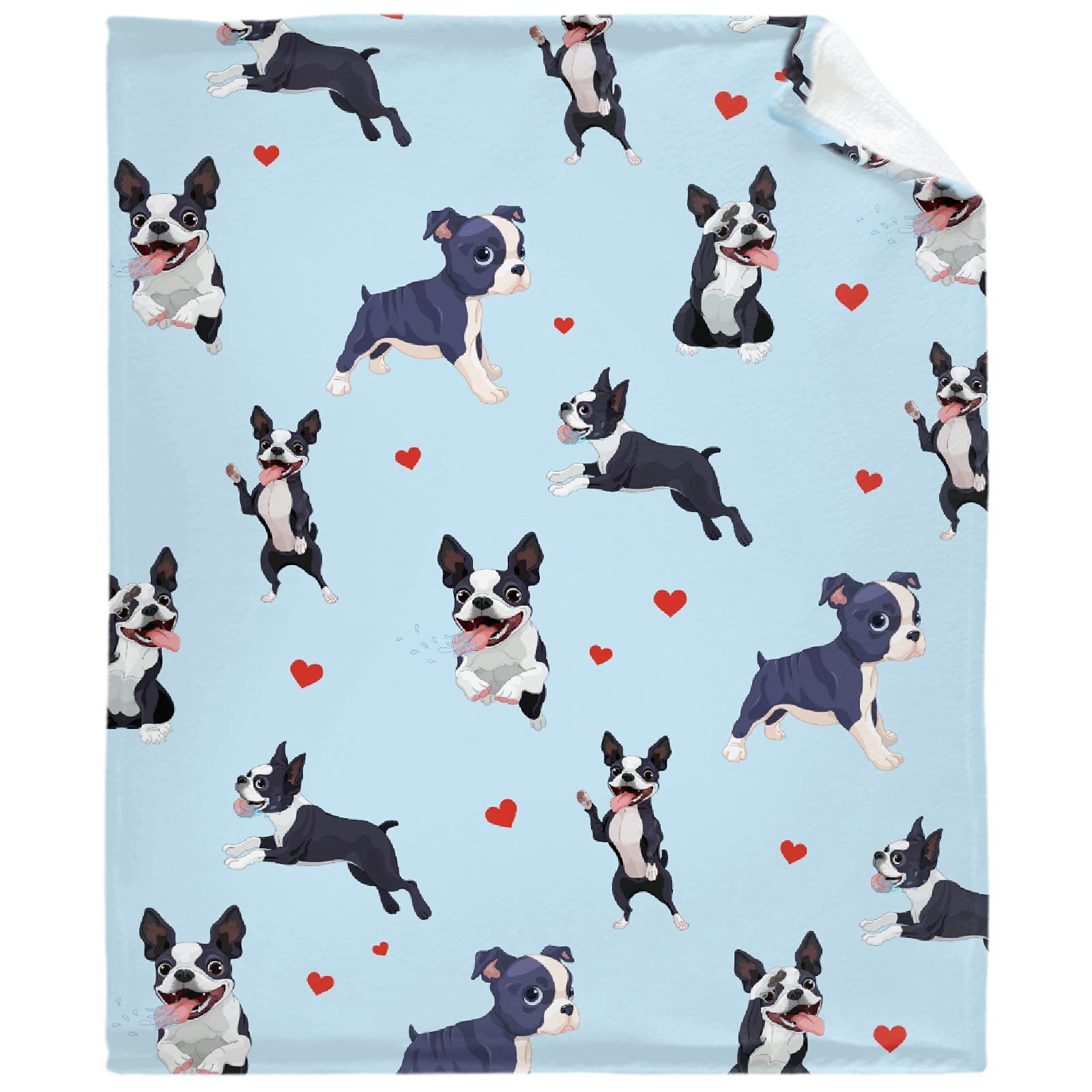Boston Terrier Dog Blanket - Soft Microfiber Plush Throw 40x50 Inch for Couch, Bed & Kids