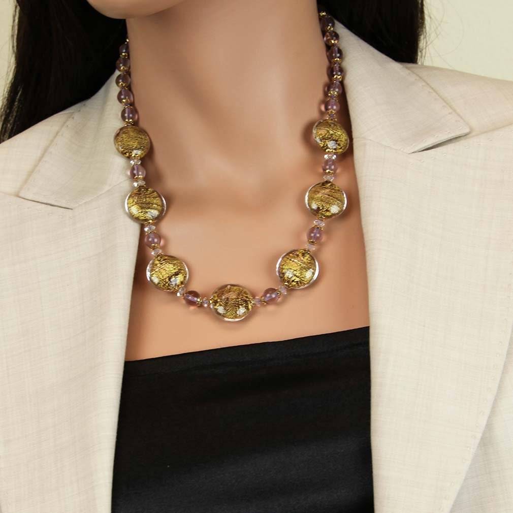 Authentic Murano Glass Necklace from Venice - Ca D'oro Purple Handcrafted Jewelry | Perfect for Weddings, Gifts & Special Occasions