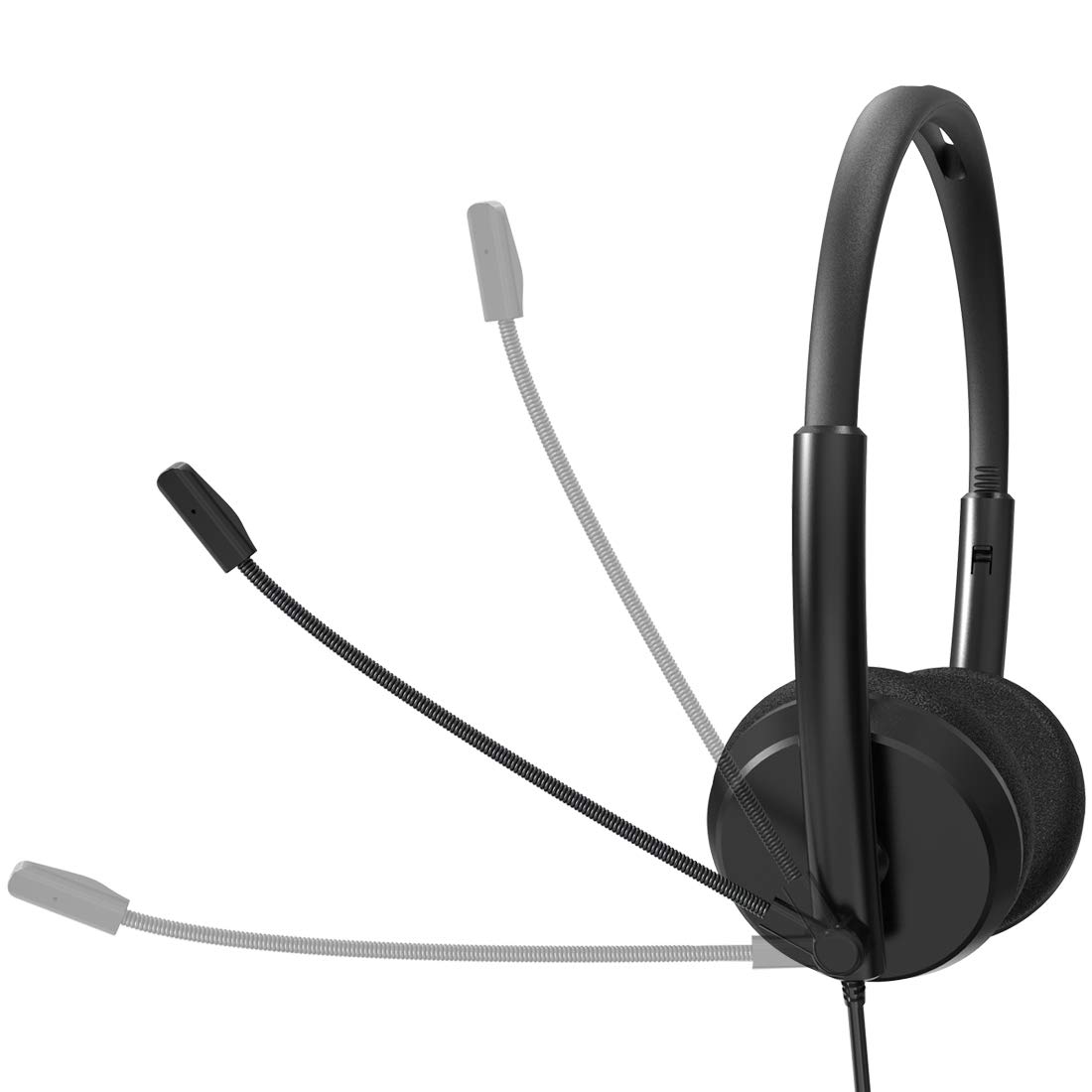 Geekria Comfort-Fit Call Center Headset with 3.5mm Jack & Noise-Canceling Mic - Over-Ear PC Headphones for Office, Gaming, Online Classes - Adjustable 330° Boom Mic (Right/Left Ear) - Compatible with Computer, Laptop, Smartphone, Tablet