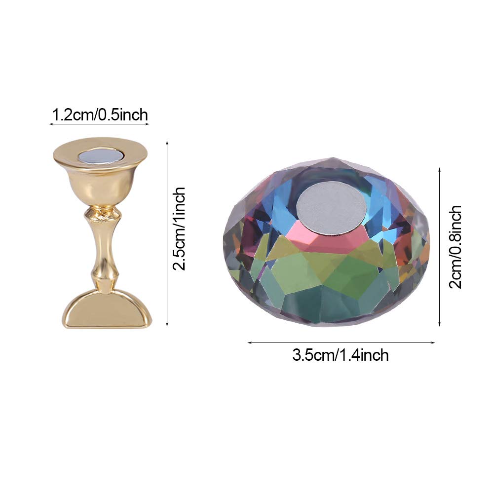 4 Types Magnetic Nail Tip Practice Stand - Alloy Nail Art Display Holder for Salon & Home Manicure - Perfect for Nail Tech Training, DIY Practice & Professional Nail Art Showcase (#2 White Spherical Crystal)