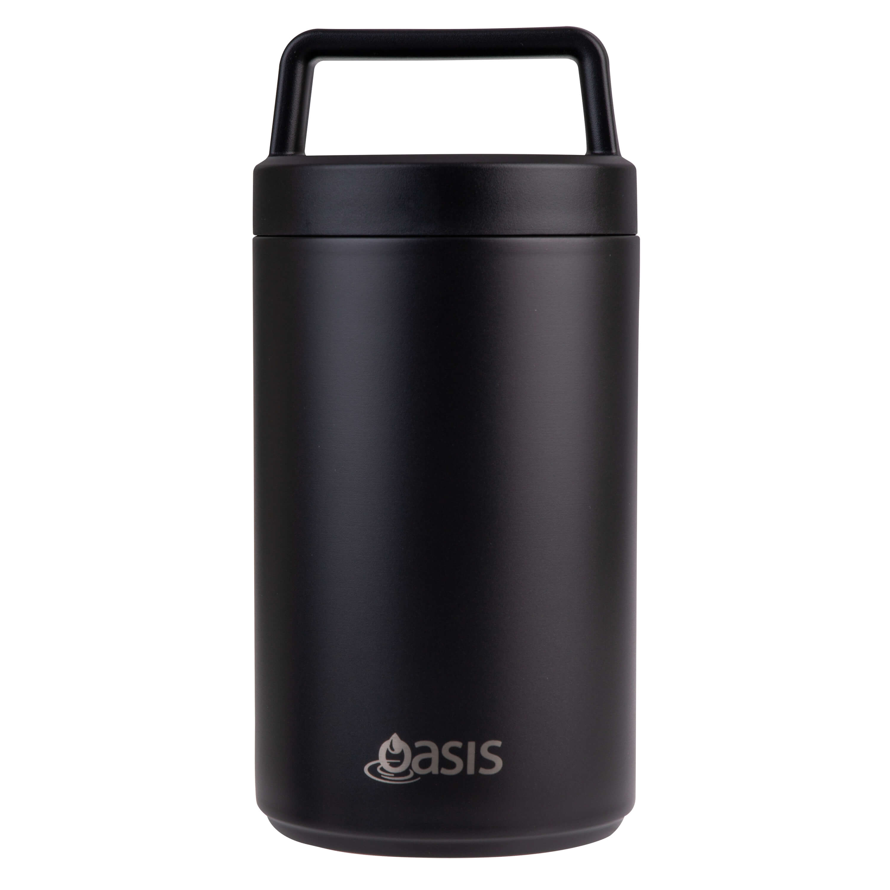 Premium Double Wall Vacuum Insulated Stainless Steel Food Flask - 700ml (24oz) Leak-Proof Hot & Cold Lunch Container - Matte Black - Ideal for Office, Travel, Hiking & Outdoor Activities