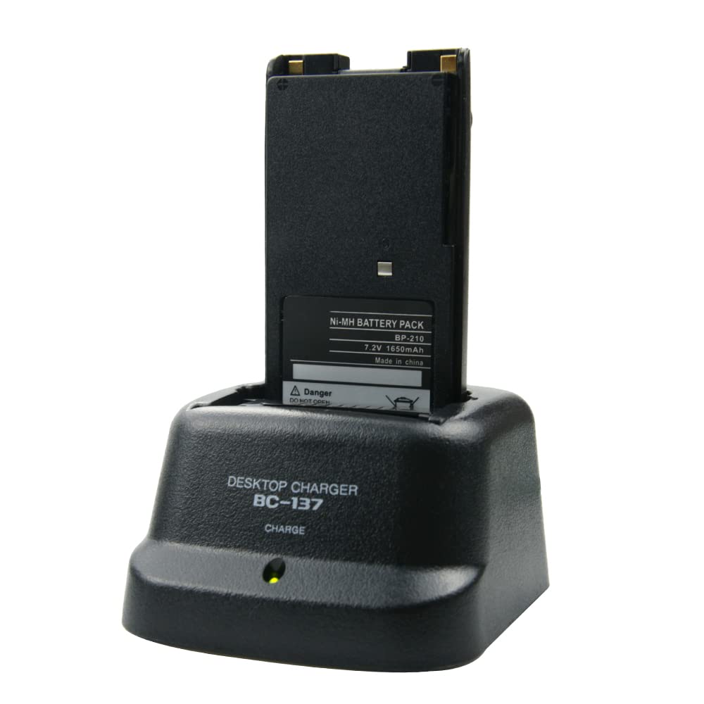 BP-209N BP-210N BP-211 Rapid Battery Charger Base BC-137 for ICOM IC-A6E, IC-A24, IC-V8, F21/40GT, IC-U82 Walkie Talkies - Fast Charging Station for Two-Way Radios in Outdoor Adventures, Construction Sites & Emergency Communications