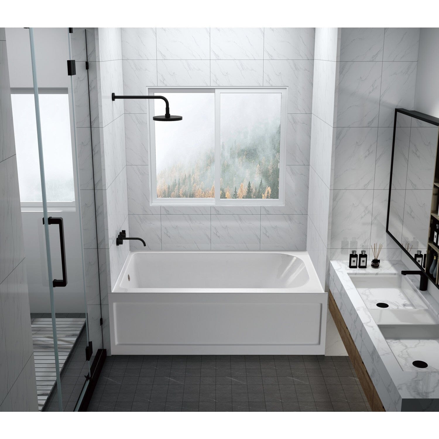 Aqua Eden 60 Inch Acrylic Rectangular 3 Wall Alcove Bathtub with Anti-Slip Surface & Left Hand Drain - Perfect for Modern Bathrooms & Spa-Like Relaxation