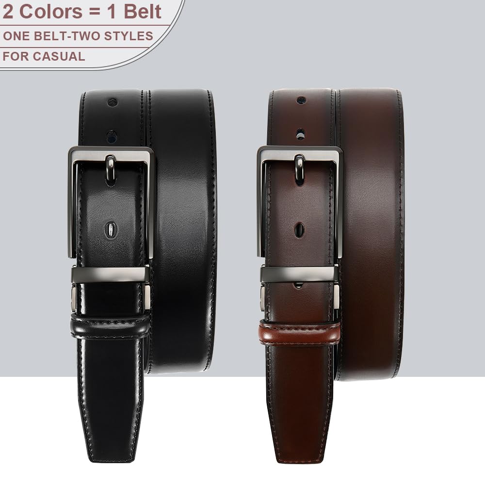 DOOPAI Reversible Leather Belt for Men 1.25