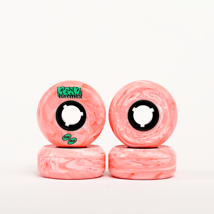 Bacemint x Dead Collaboration 56mm 92a Pink Marble Skateboard Wheels (4 Pack) - Perfect for Street Skating, Park Tricks, and Longboard Cruising
