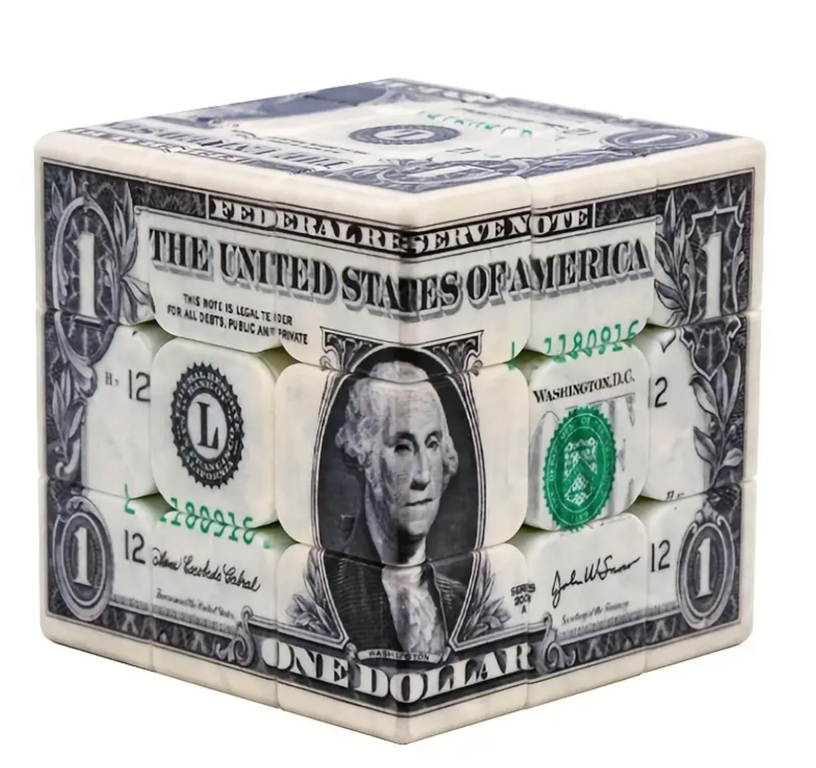 3x3 Speed Cube with Dollar Bill Pattern - Fast Turning Magic Cube Puzzle for Teens & Adults - 5.6cm/2.2
