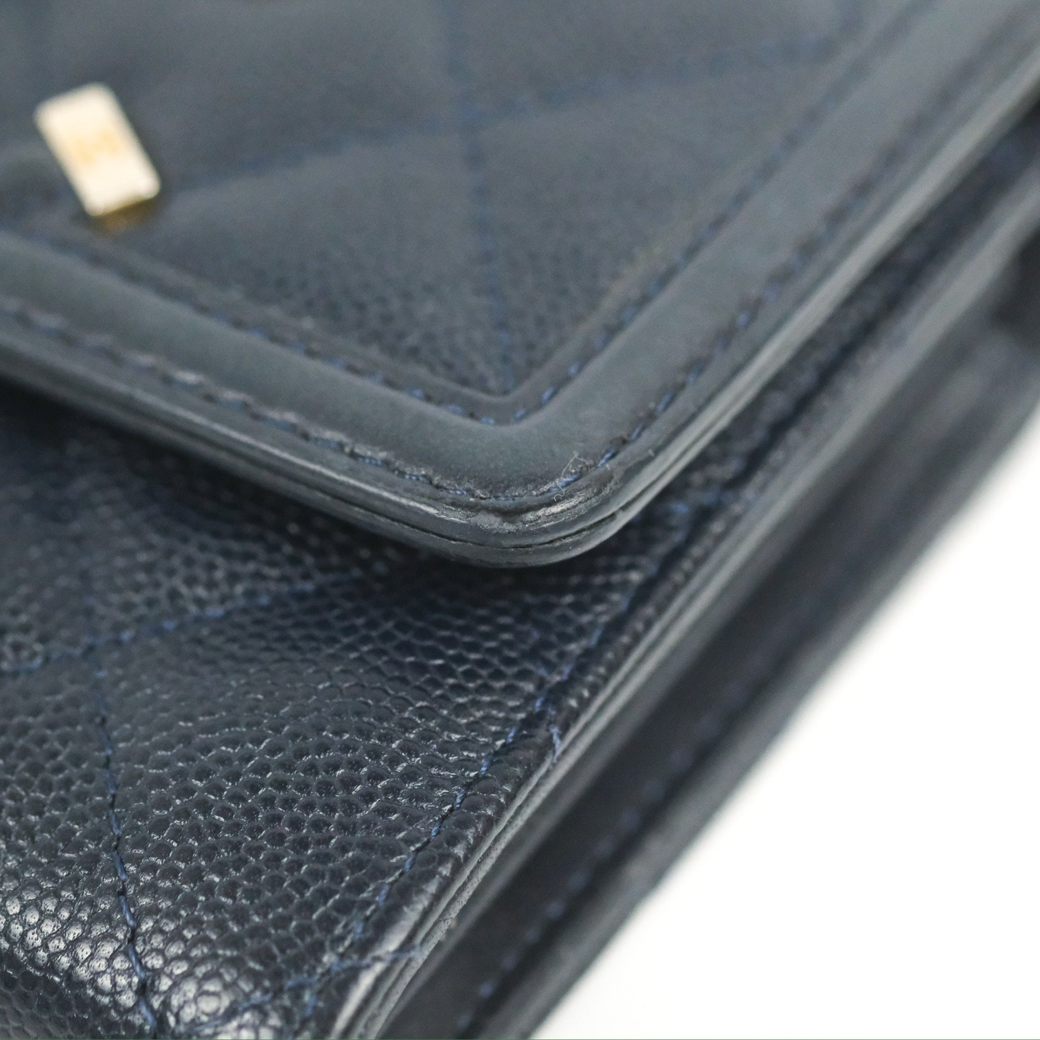 Chanel CC Filigree Small Flap Wallet in Navy Caviar Leather with Gold Hardware - Luxury Women's Wallet for Everyday Use & Special Occasions