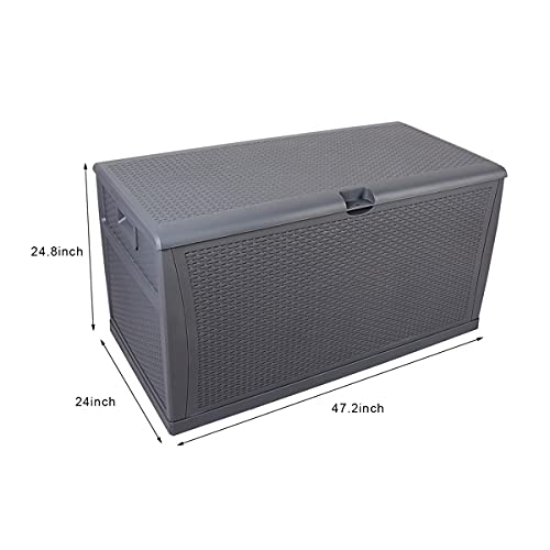 120 Gallon 460L Outdoor Garden Plastic Storage Deck Box - Waterproof Lockable Seat for Tools, Cushions & Toys - Perfect for Patio, Backyard & Poolside Organization