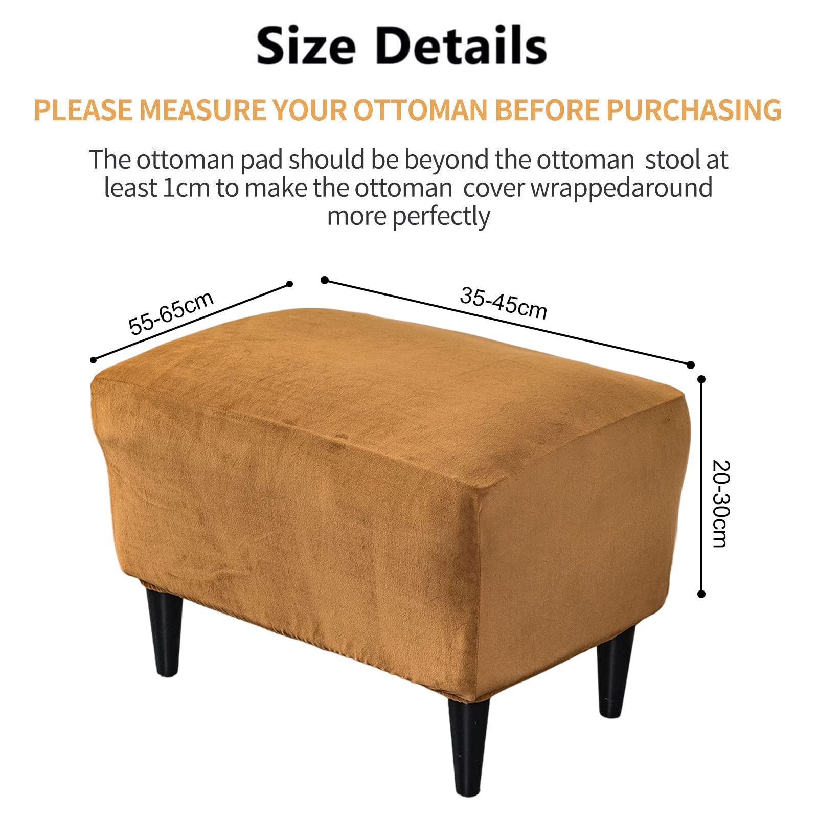 CRFATOP X-Large Velvet Ottoman Chair Cover - Stretchable Rectangle Storage Stool Slipcover with Elastic Bottom for Footrest, Footstool & Sofa | Home Decor, Living Room, Bedroom (10 Sizes)