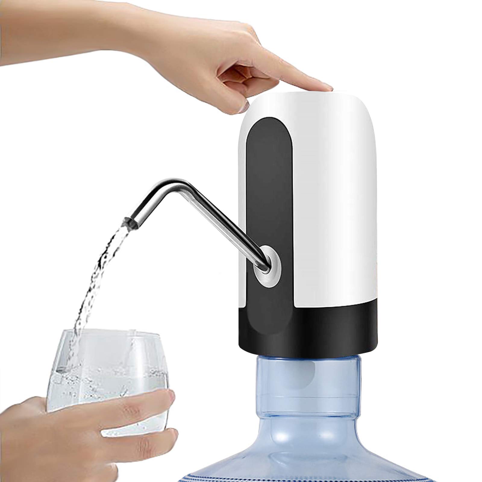 5 Gallon Water Bottle Dispenser - USB Rechargeable Electric Water Pump for Home, Office, Camping & Outdoor Use - Automatic Drinking Water Dispenser (White)