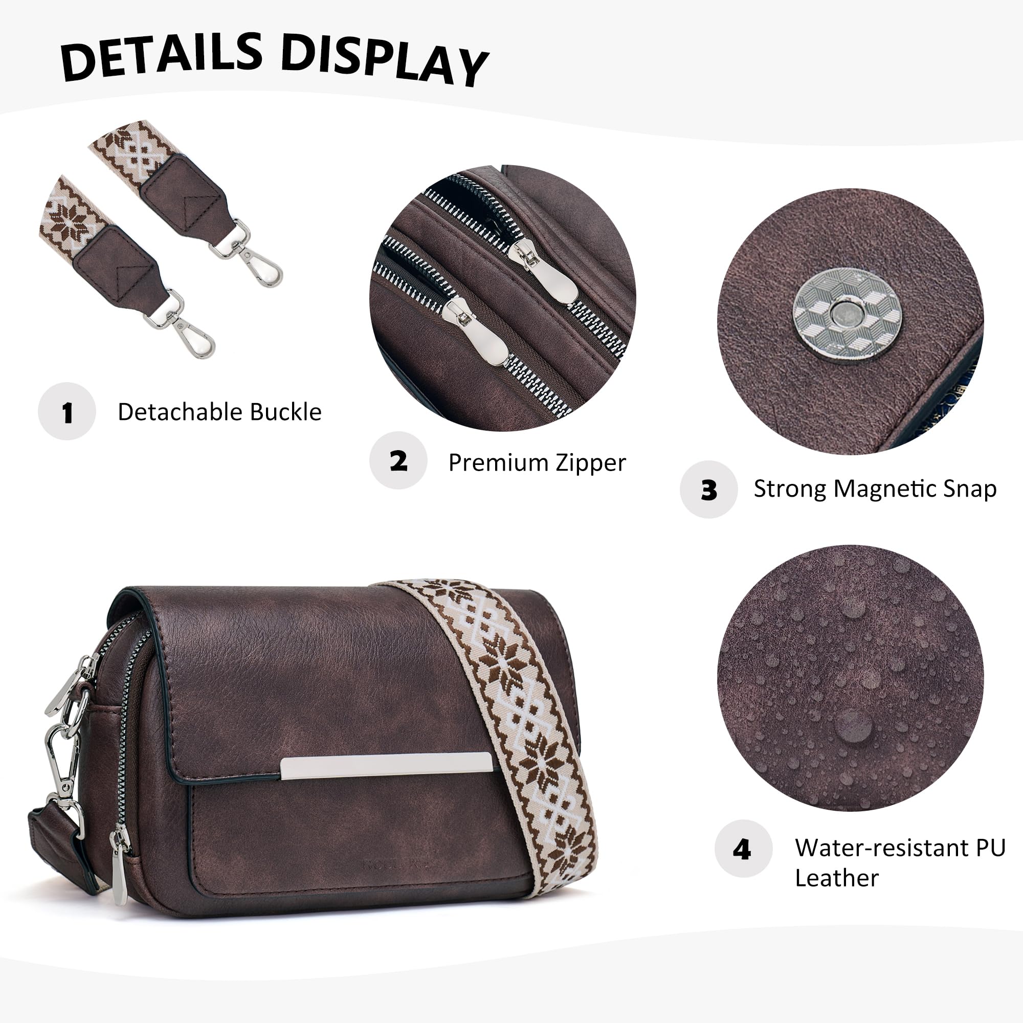 Women's Leather Crossbody Bag with Card Slots - Travel & Daily Use Purse