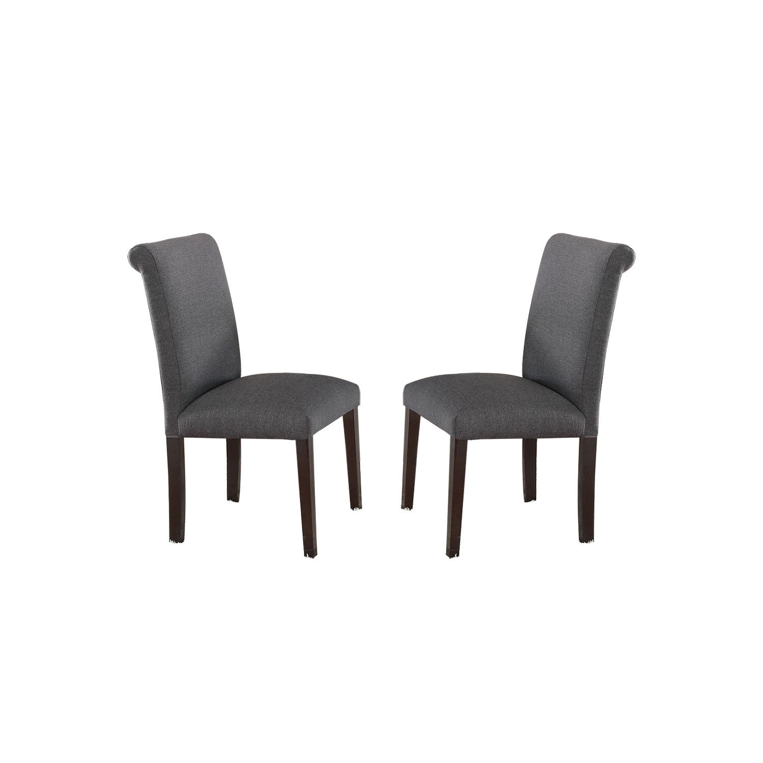 Blue Grey Fabric Dining Chairs Set of 2 - Modern Upholstered Kitchen Chairs for Dining Room, Breakfast Nook & Small Space