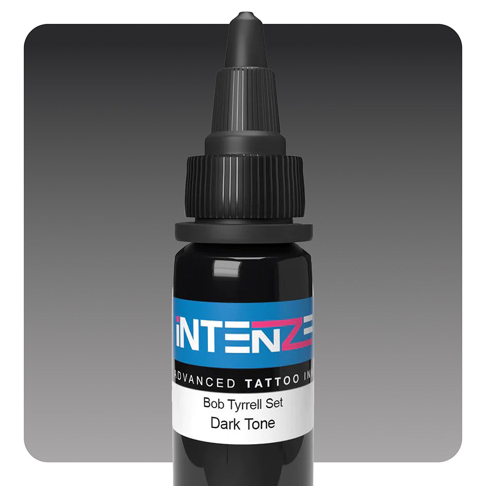 Dark Tone Bob Tyrrell Black & Grey Series Intenze Tattoo Ink - 1oz Bottle for Professional Tattoo Artists & Body Art Enthusiasts