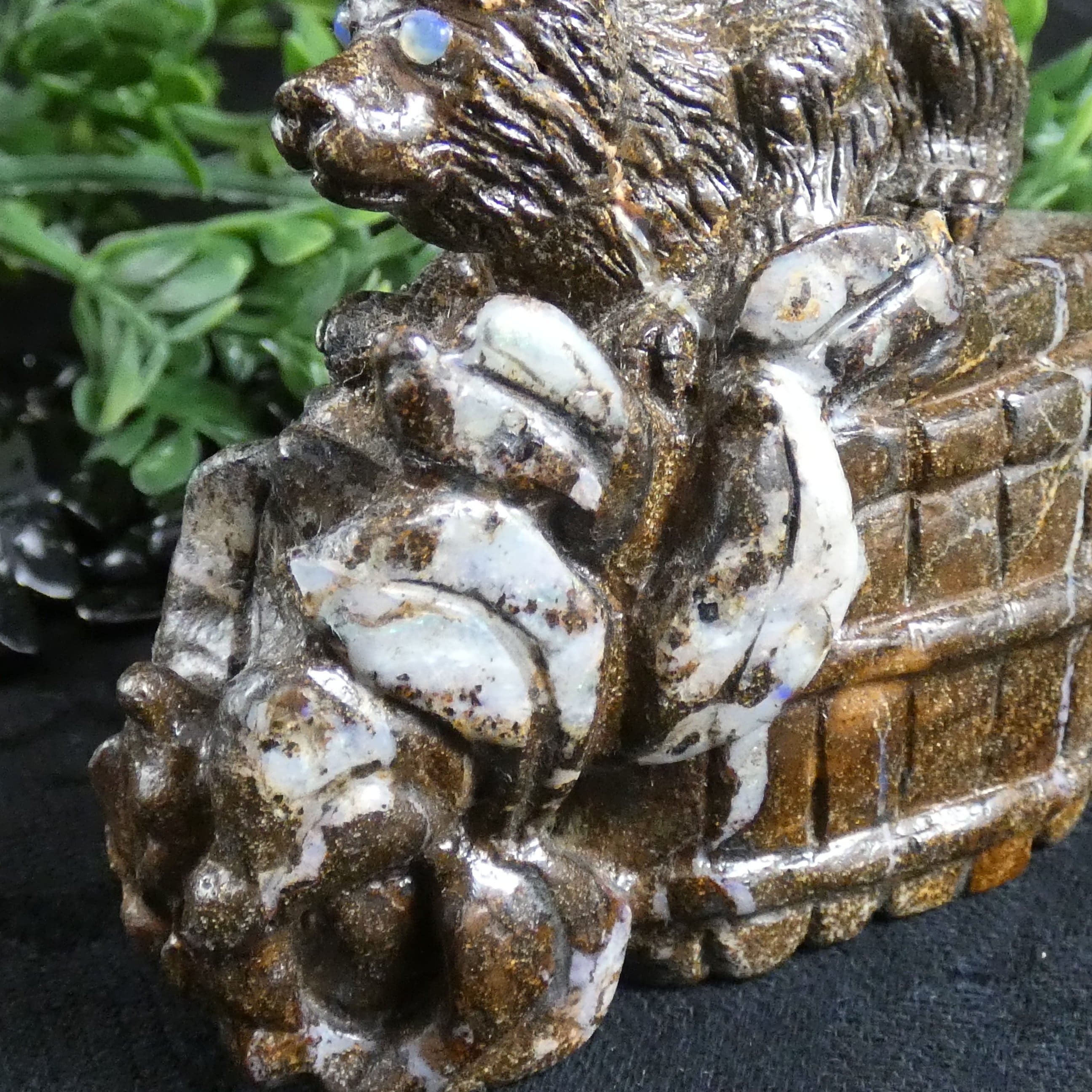 Natural Boulder Opal Fox Carving - Handcrafted Gemstone Animal Sculpture for Home Decor, Gift & Collection | Perfect for Feng Shui, Office Desk & Spiritual Healing