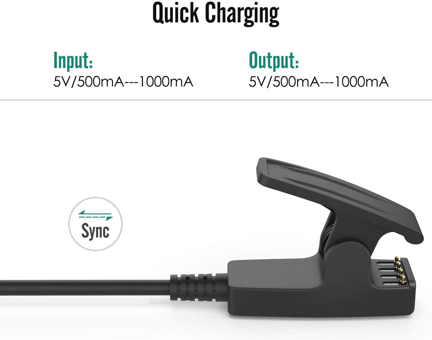 Original Garmin Charger Cable for Lily 2/vivomove HR/Trend - USB Replacement Charging Cord Compatible with Forerunner 230/235/630/35/645/735xt - Perfect for Travel, Workouts & Daily Charging
