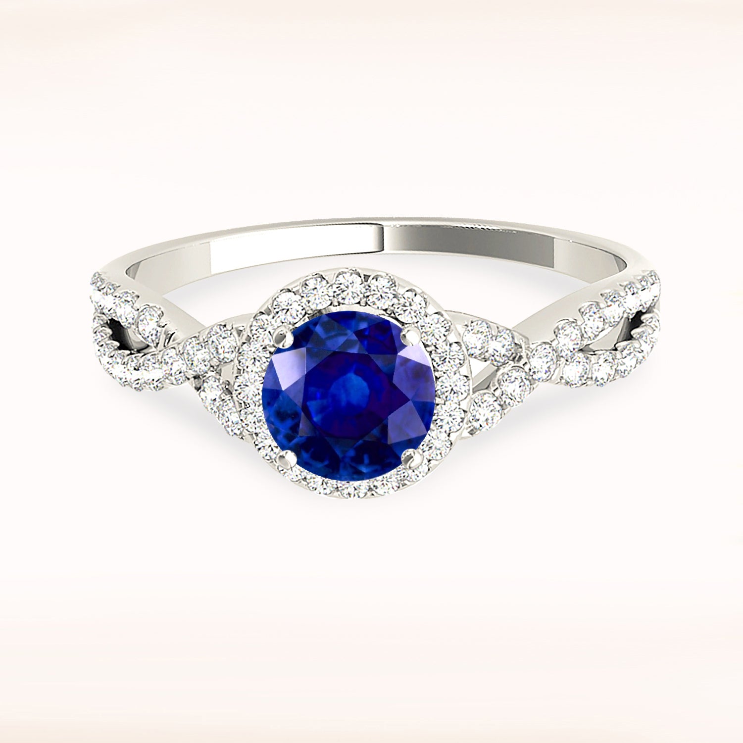 1.35 Carat Genuine Blue Sapphire Ring - Halo Setting Engagement Ring for Women, Perfect for Weddings, Anniversaries & Special Occasions